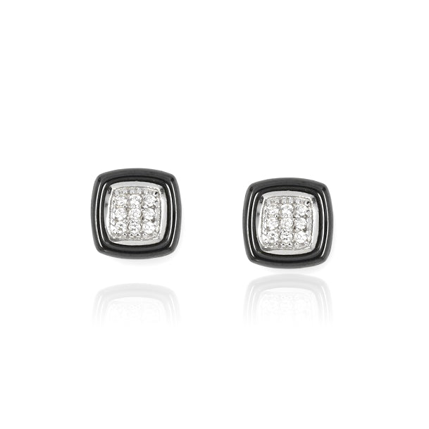 Shiny Zirconia Square Sterling Silver Earrings