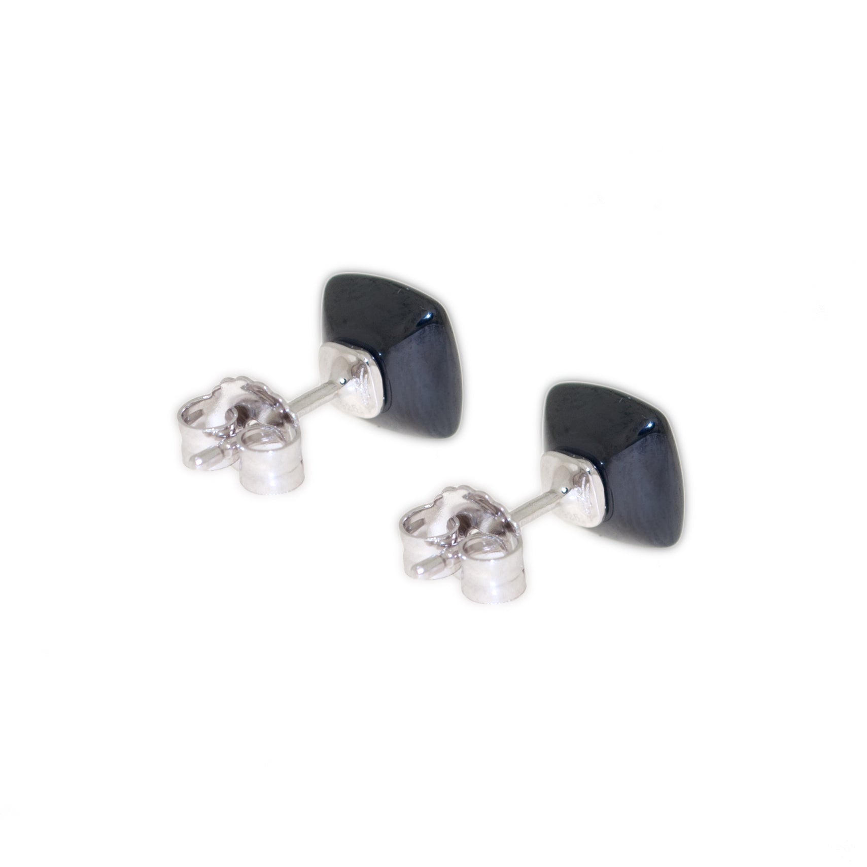 Pendientes Plata cuadrados con ceramica negra