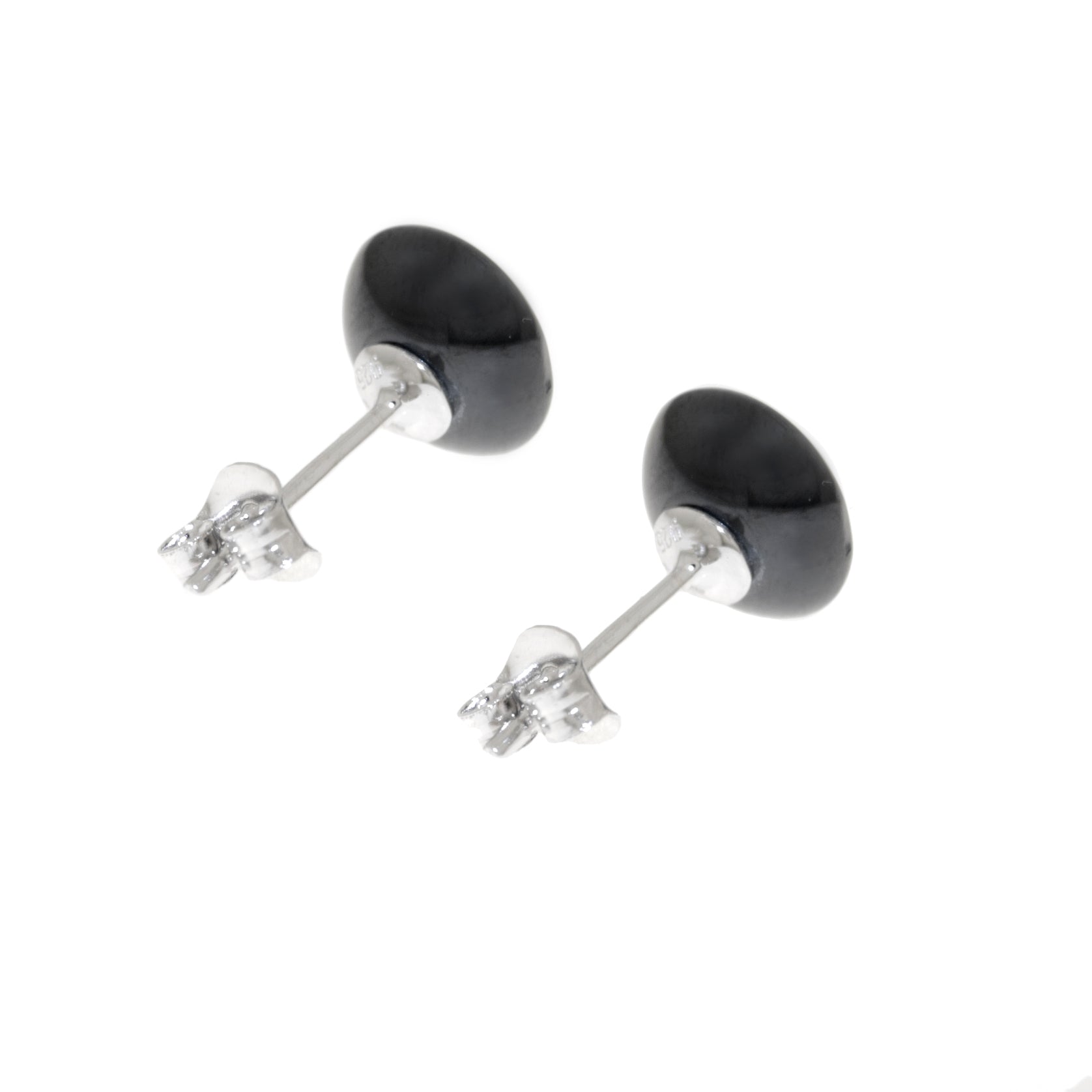 Pendientes Plata redondos con ceramica negra