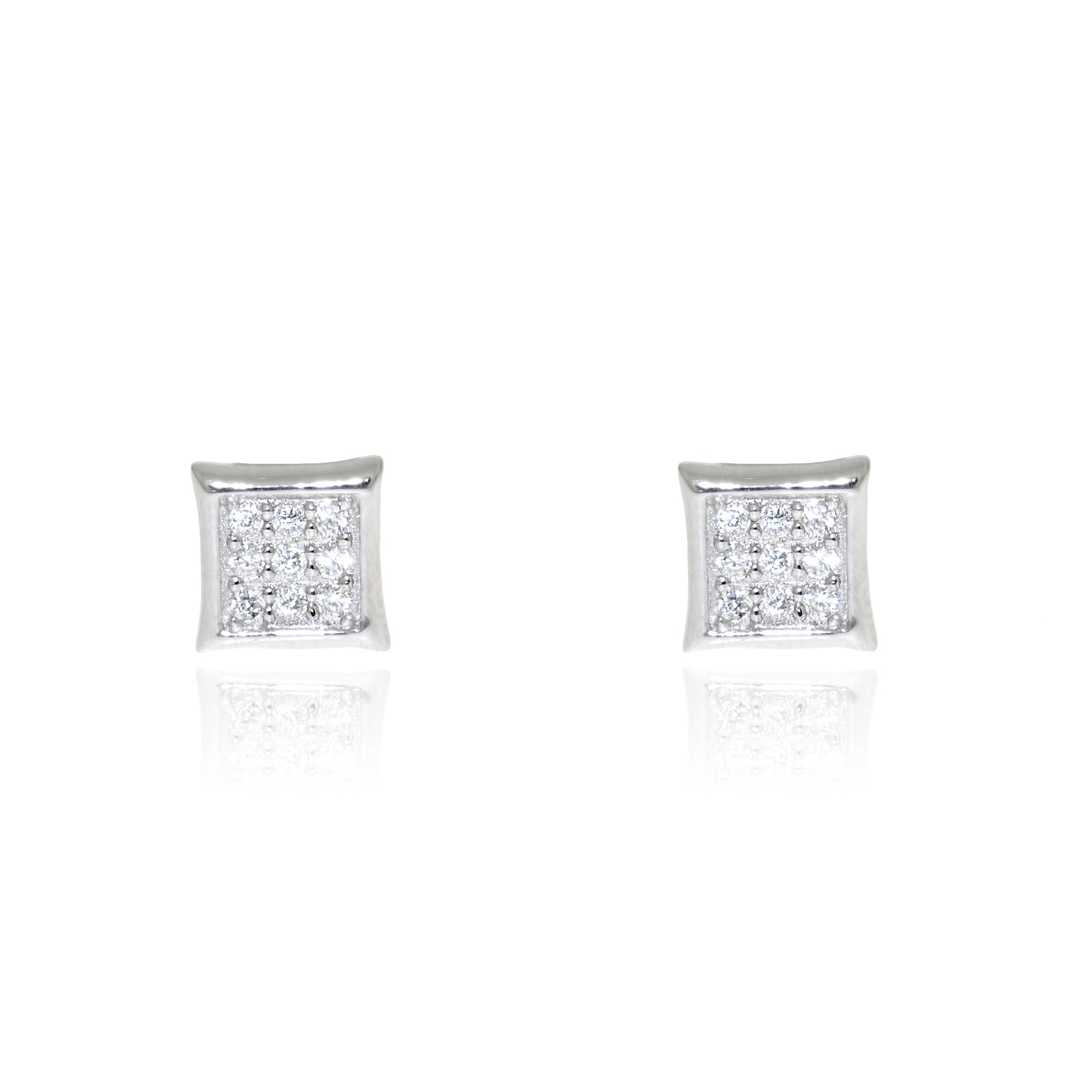 Shiny Zirconia Square Sterling Silver Earrings