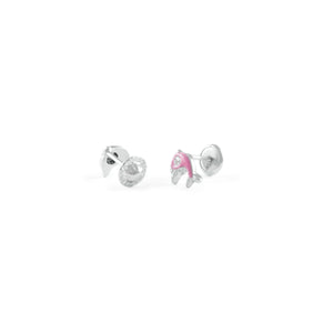 Pendientes Plata Bebe o niña Delfin Esmaltado