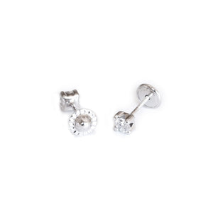 Pendientes Plata Bebe o niña Garra con circonita 3 mm