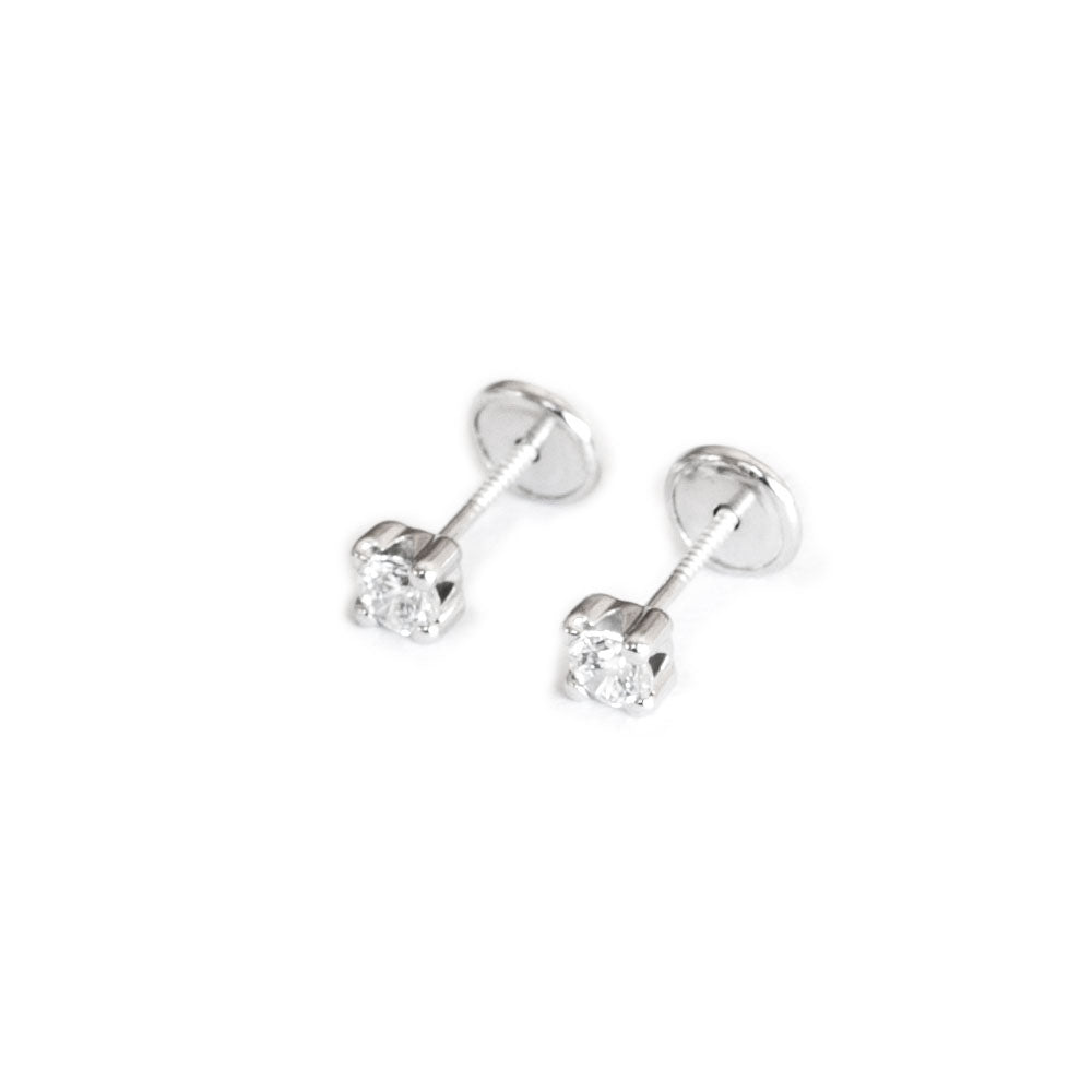 Shiny Zirconia Claw Sterling Silver Earrings