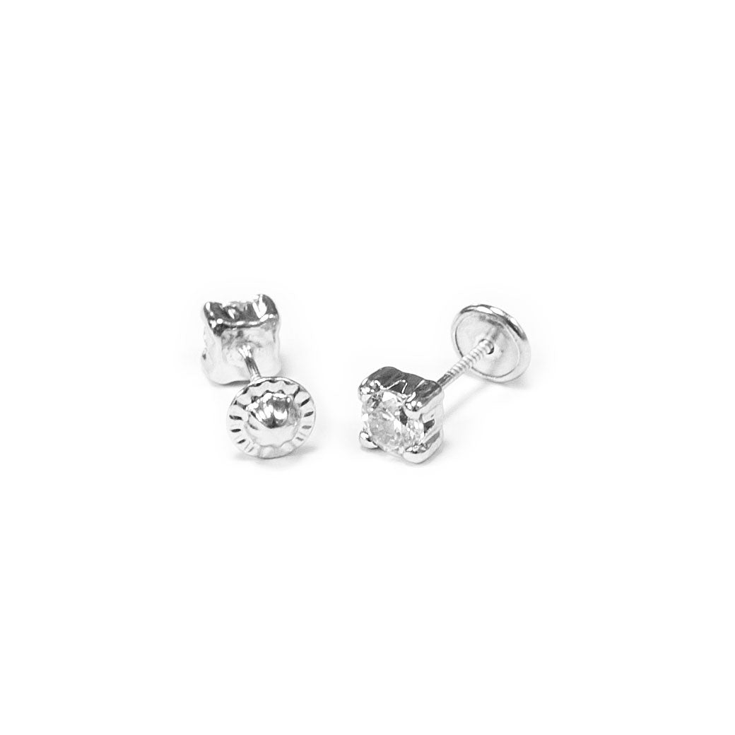 Pendientes Plata Bebe o niña Garra con circonita 4 mm