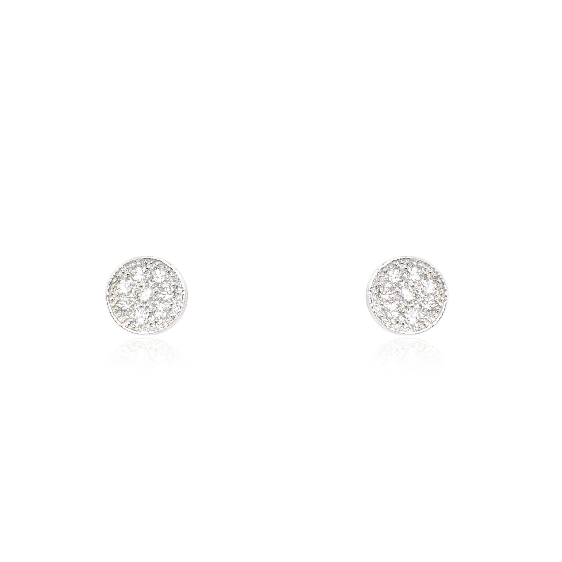 Sterling Silver Round Shiny Zirconia Earrings