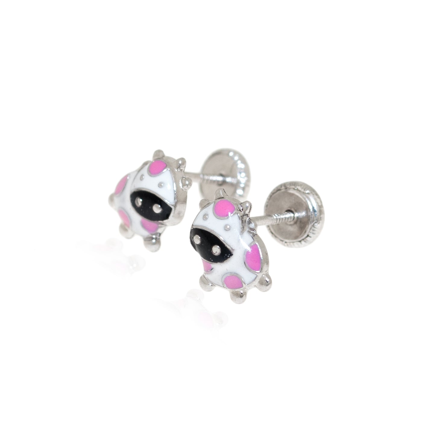 Pendientes Plata Vaquitas en Rosa