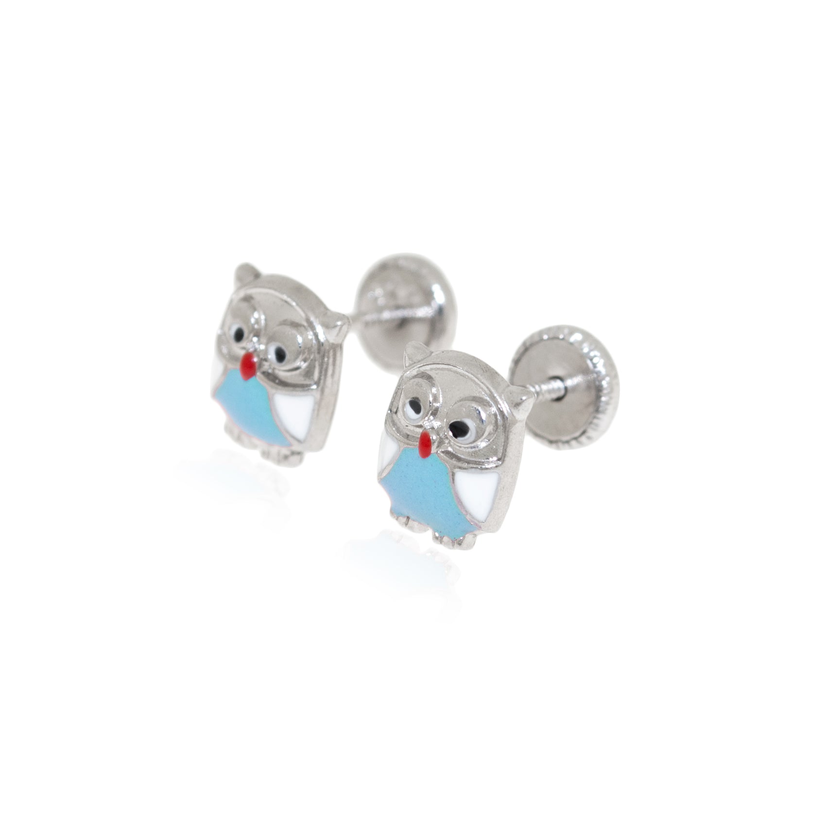 Pendientes Plata Buhos en Azul