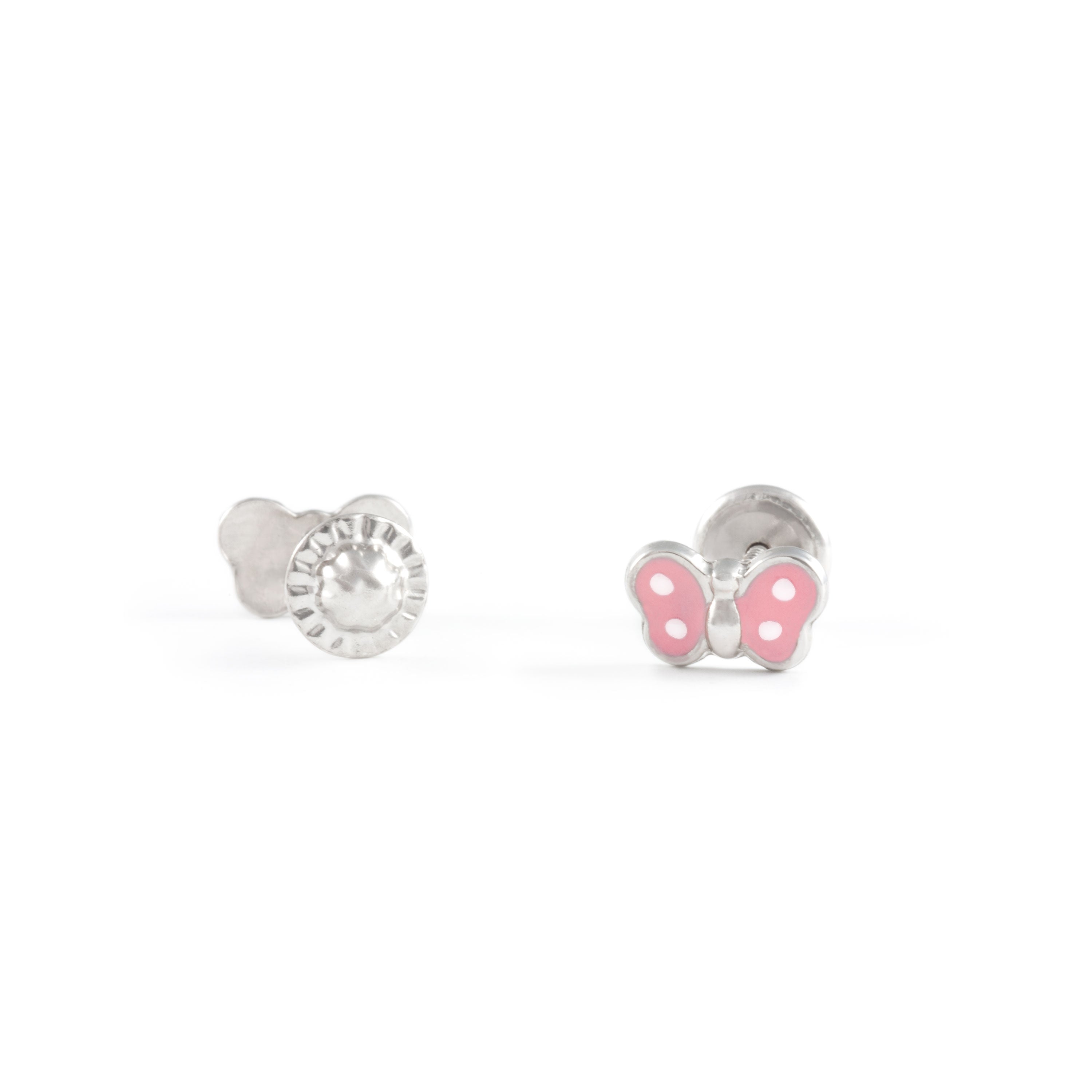 Pendientes Plata Mariposa Esmaltada en Rosa