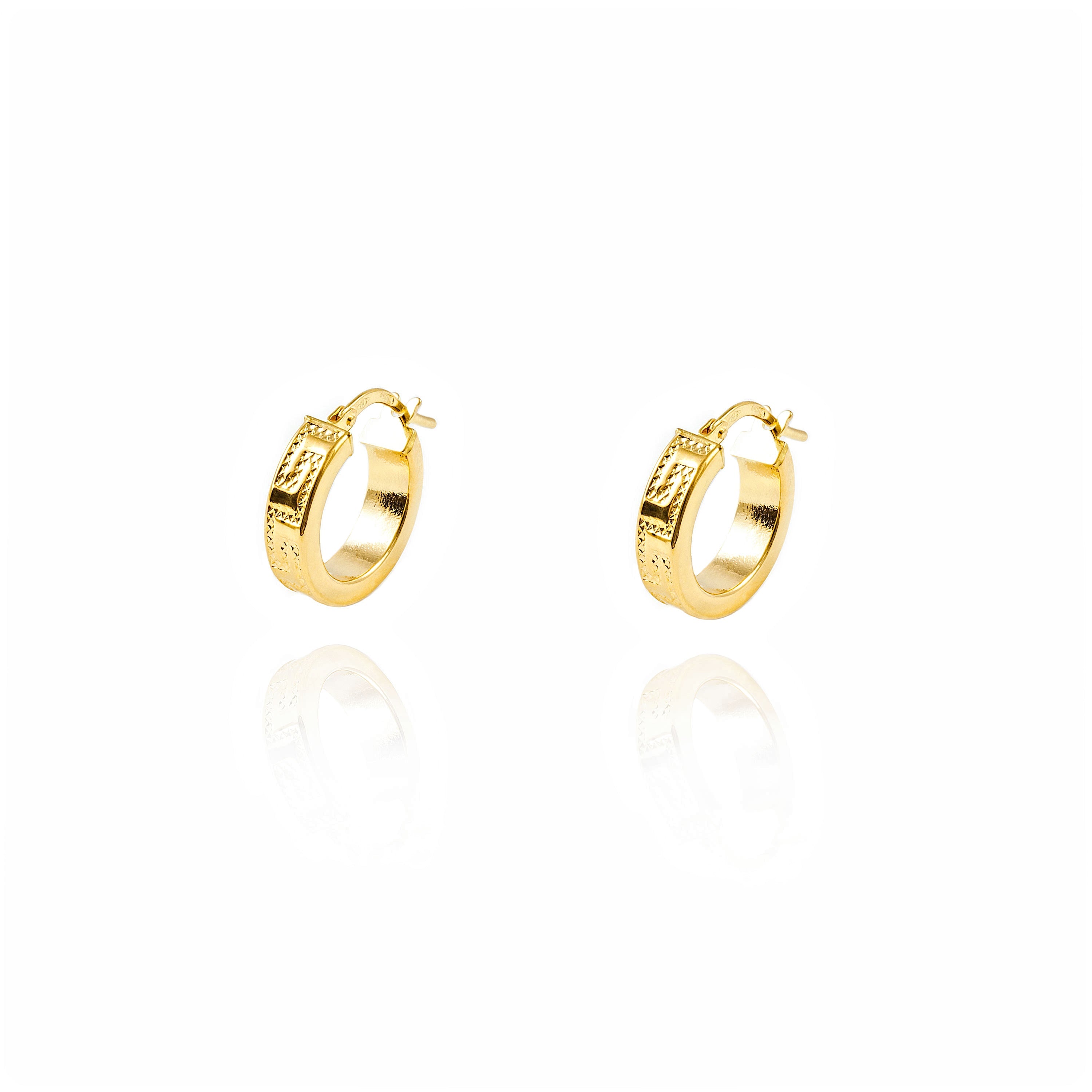 Pendientes Oro Aro liso cuadrado Greca 15x4 mm