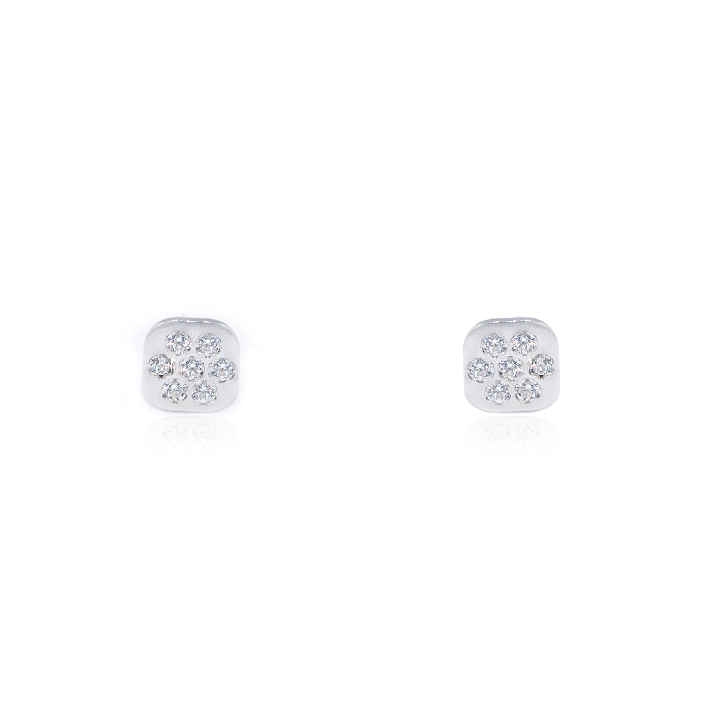 Sterling Silver Square Shiny Zirconia Earrings