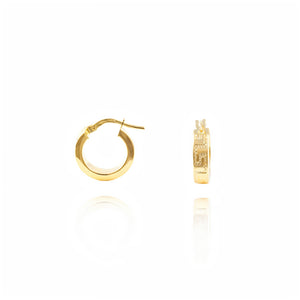 Pendientes Oro Aro liso cuadrado Greca 15x4 mm