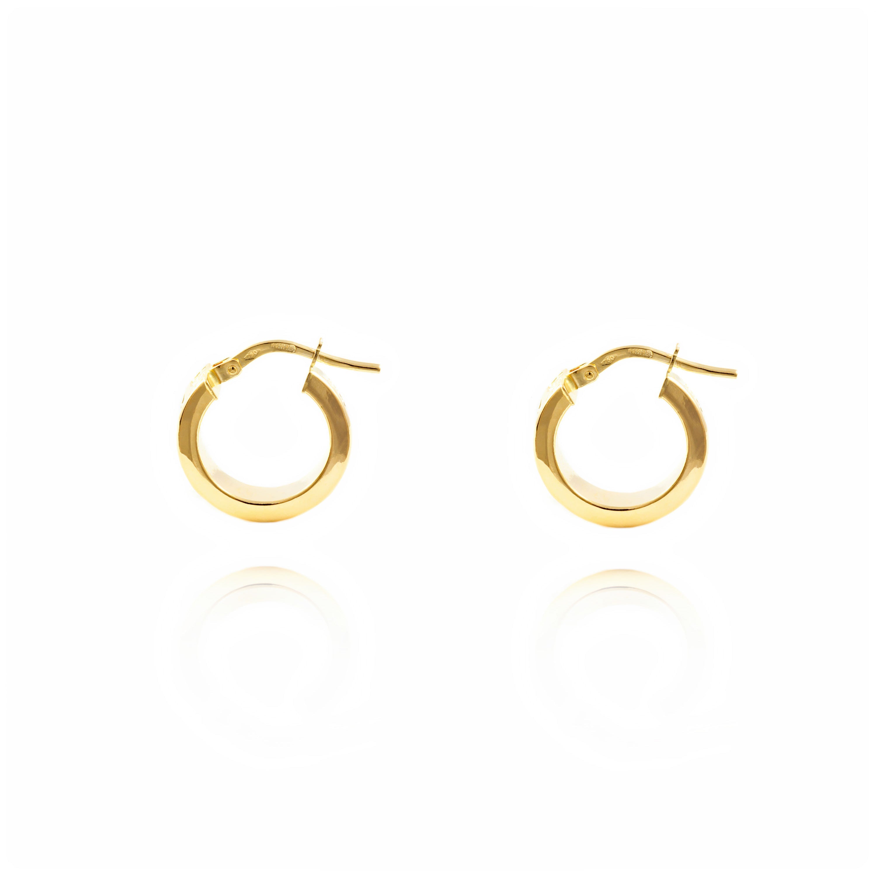 Pendientes Oro Aro liso cuadrado Greca 15x4 mm