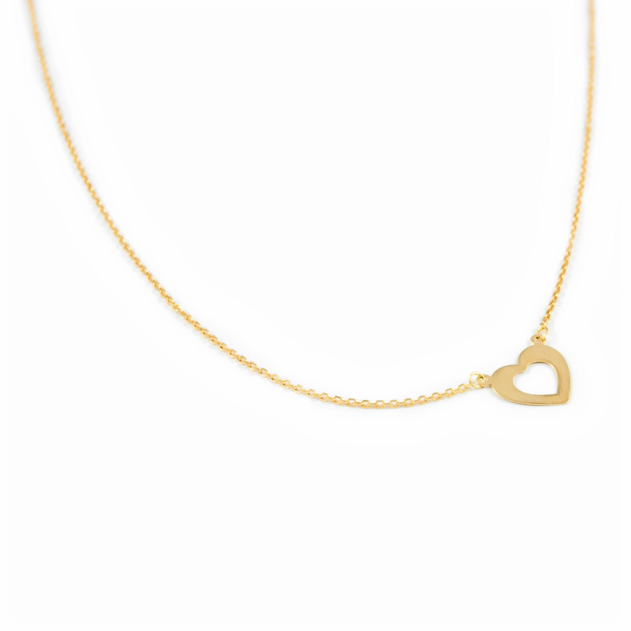 Collar Mujer Oro Amarillo 18K Corazón Brillo