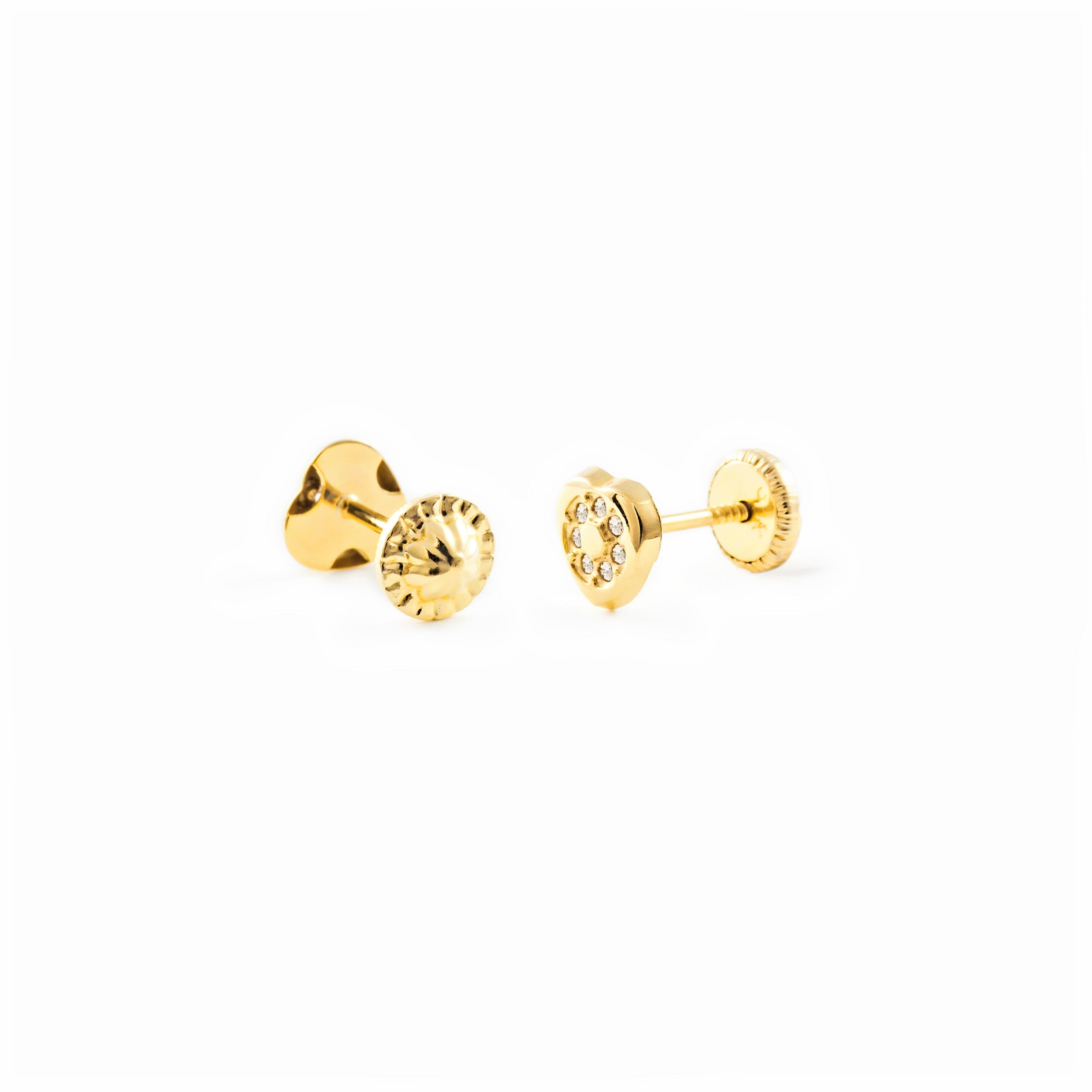 Pendientes Bebe o Niña Oro Amarillo Corazon con Circonitas