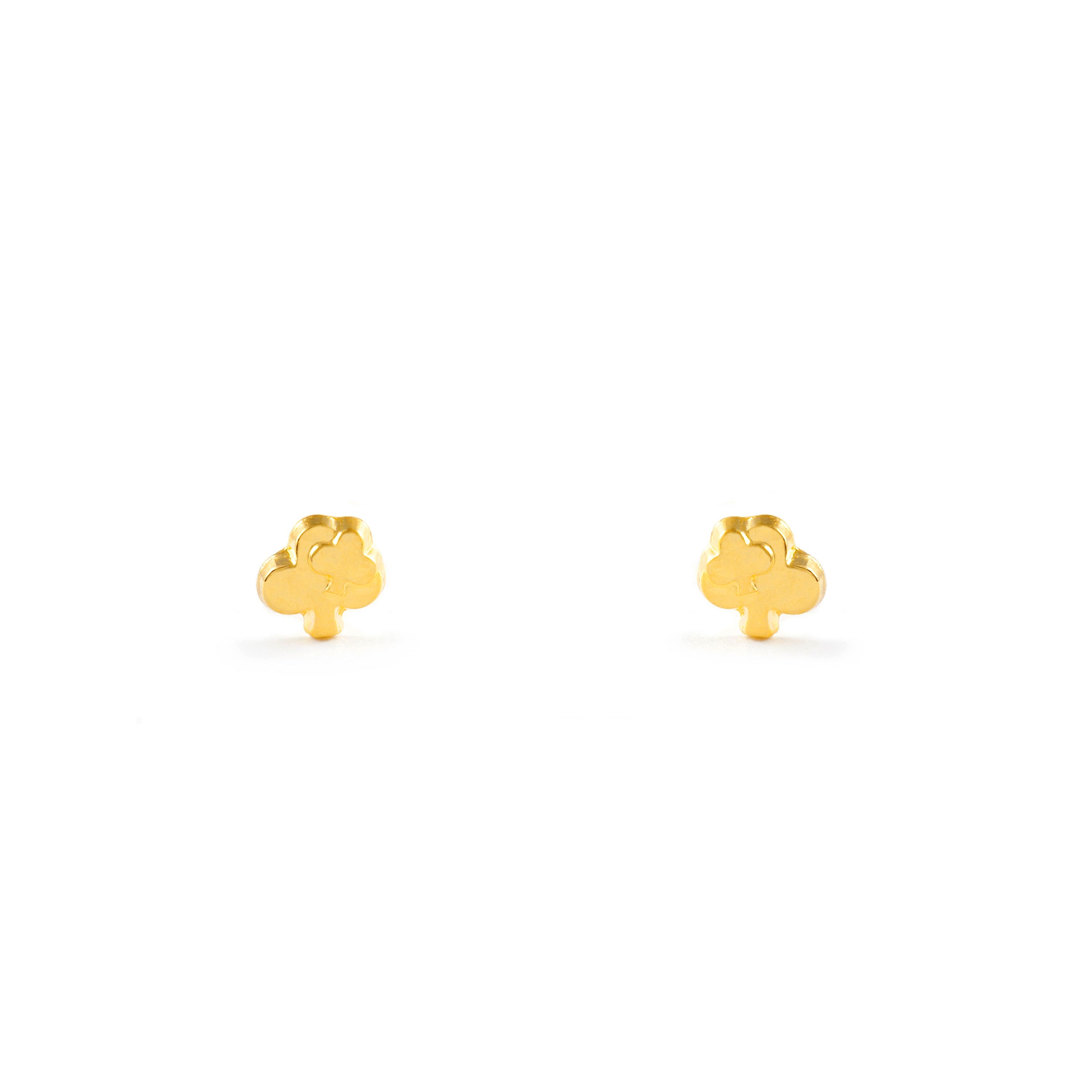 Baby Earrings 9K Yellow Gold Shiny Clover