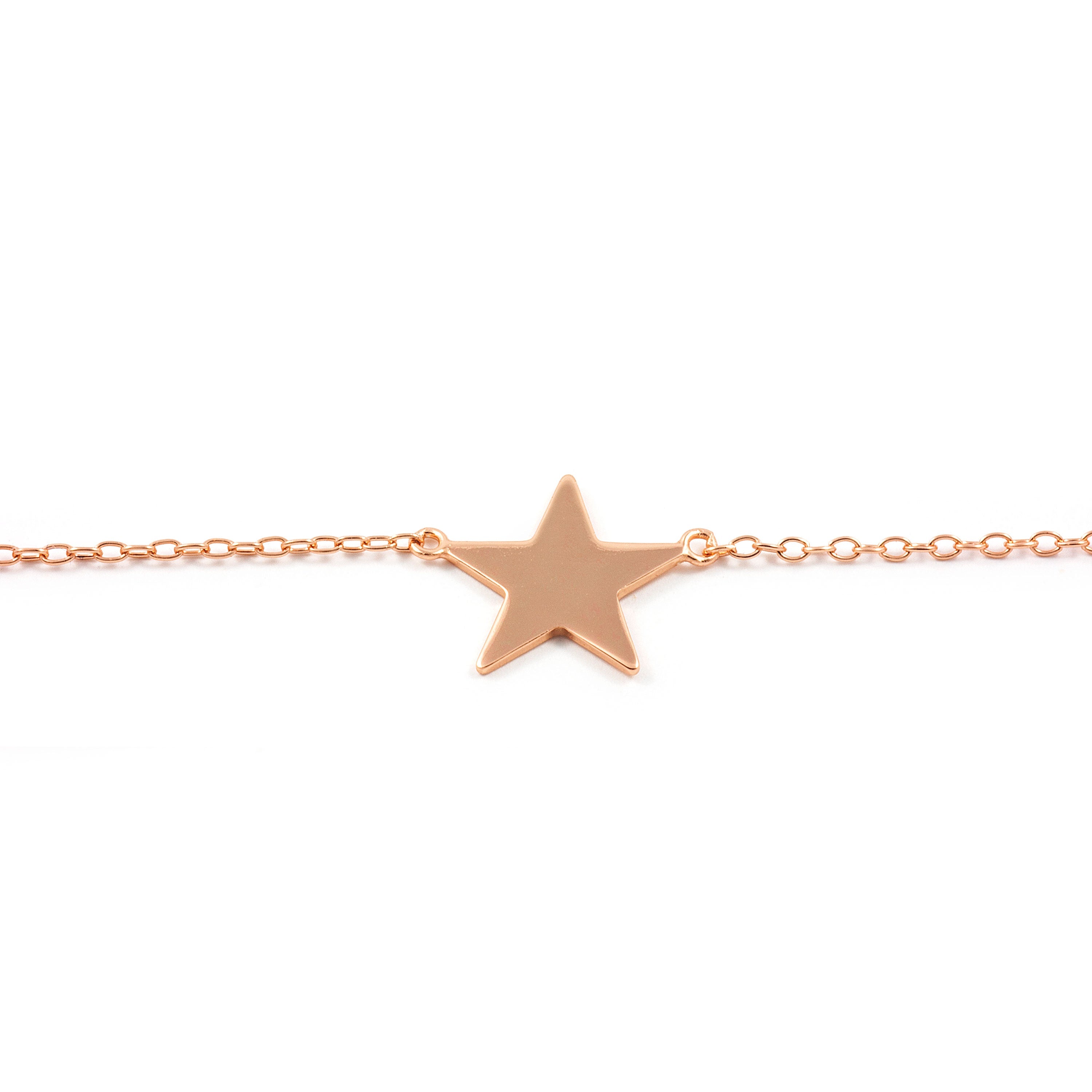 Pulsera Plata Rosa con Estrella