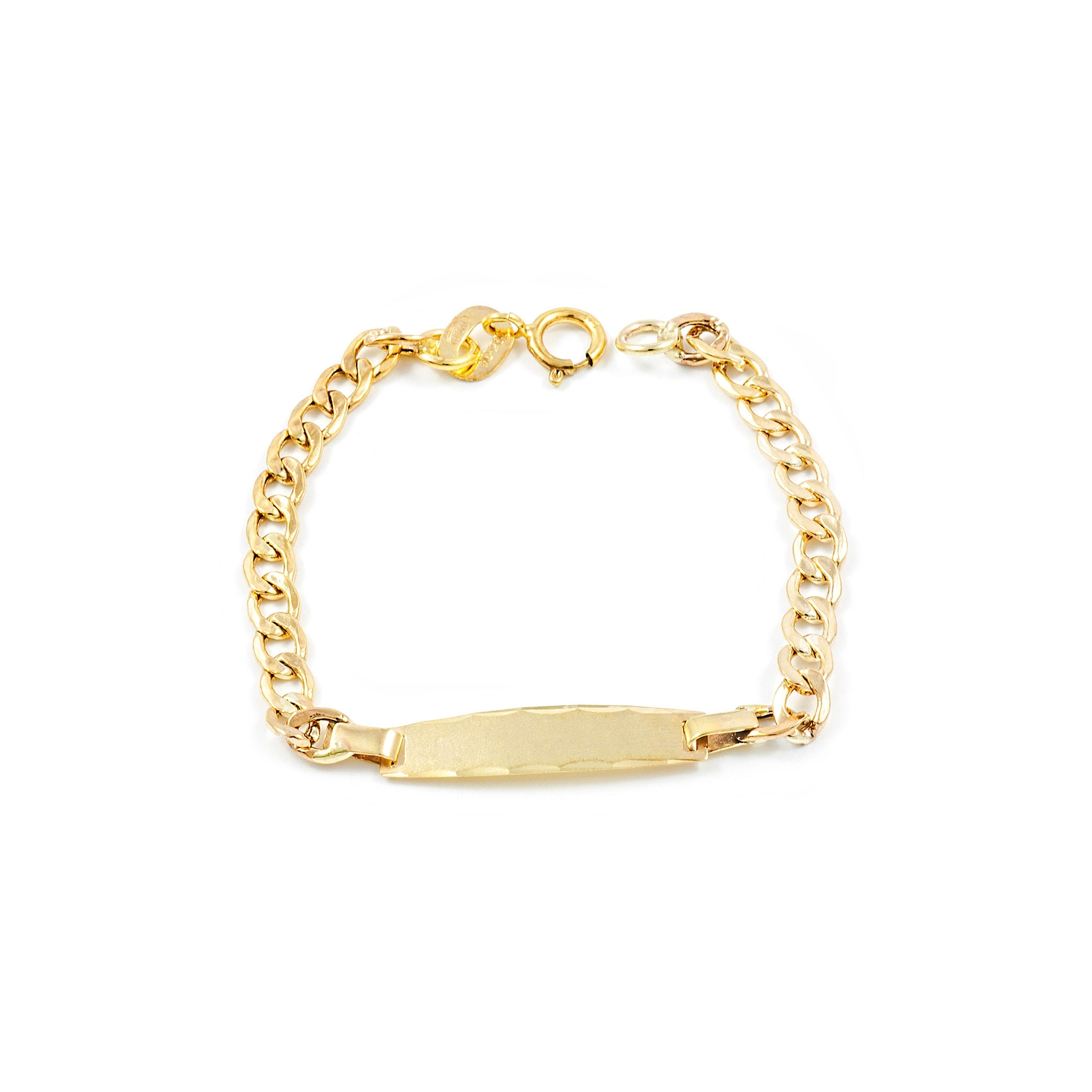 Baby-Girl Bracelet 9K Yellow Gold Personalized Matte and Shiny Curved Slave 12 cm