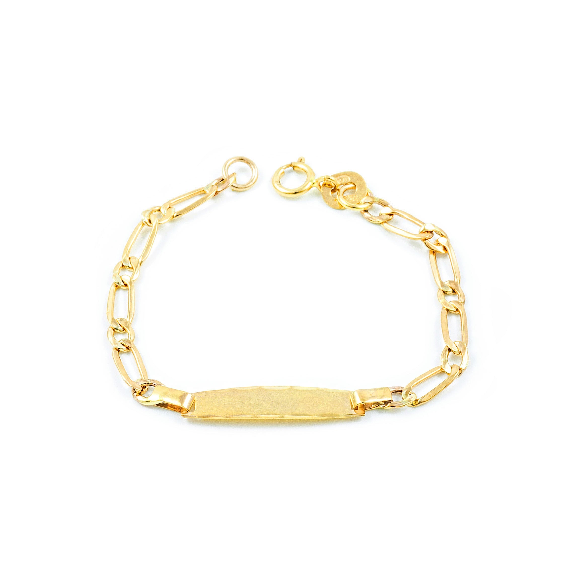 Baby-Girl Bracelet 9K Yellow Gold Personalized Slave 1x1 Matte and Shiny 12 cm