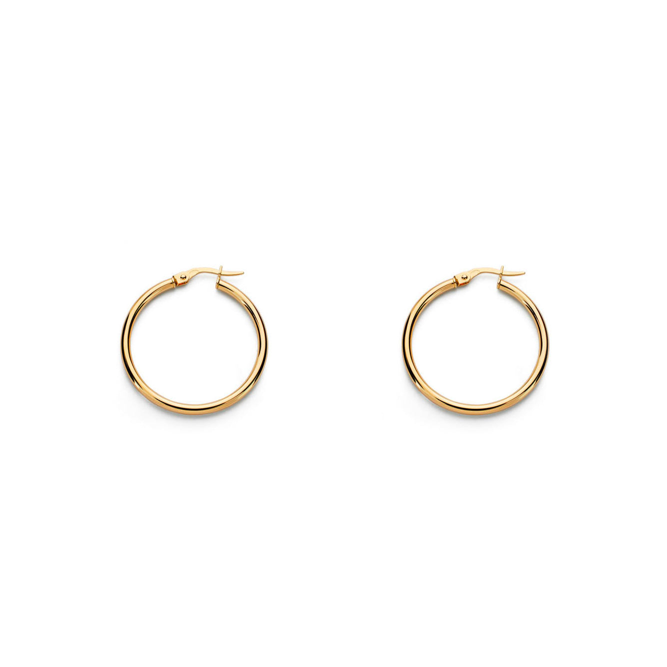 Pendientes Oro Amarillo 18K Aros Redondo Brillo 24 x 2 mm