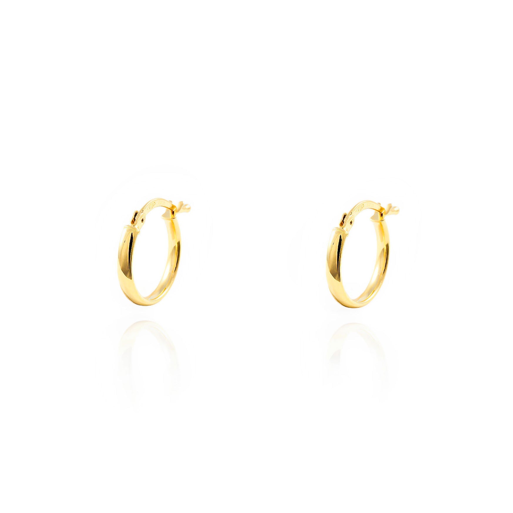 Pendientes Oro Amarillo 18K Aros Media Caña Brillo 13 x 2 mm