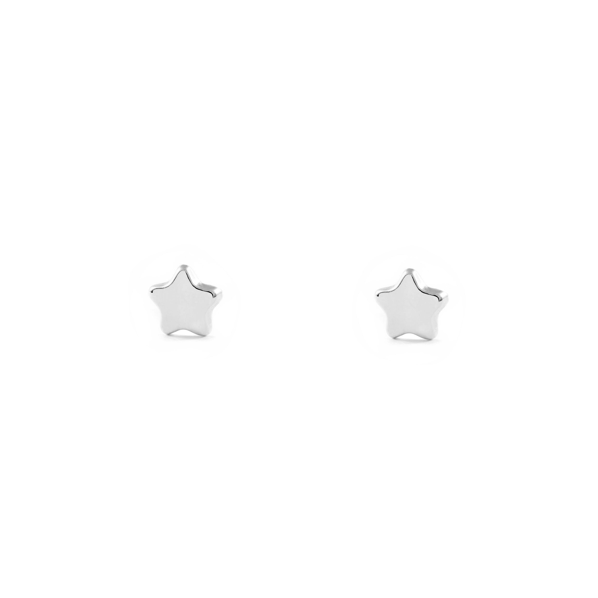 Baby-Girl Earrings 9K White Gold Shiny Star