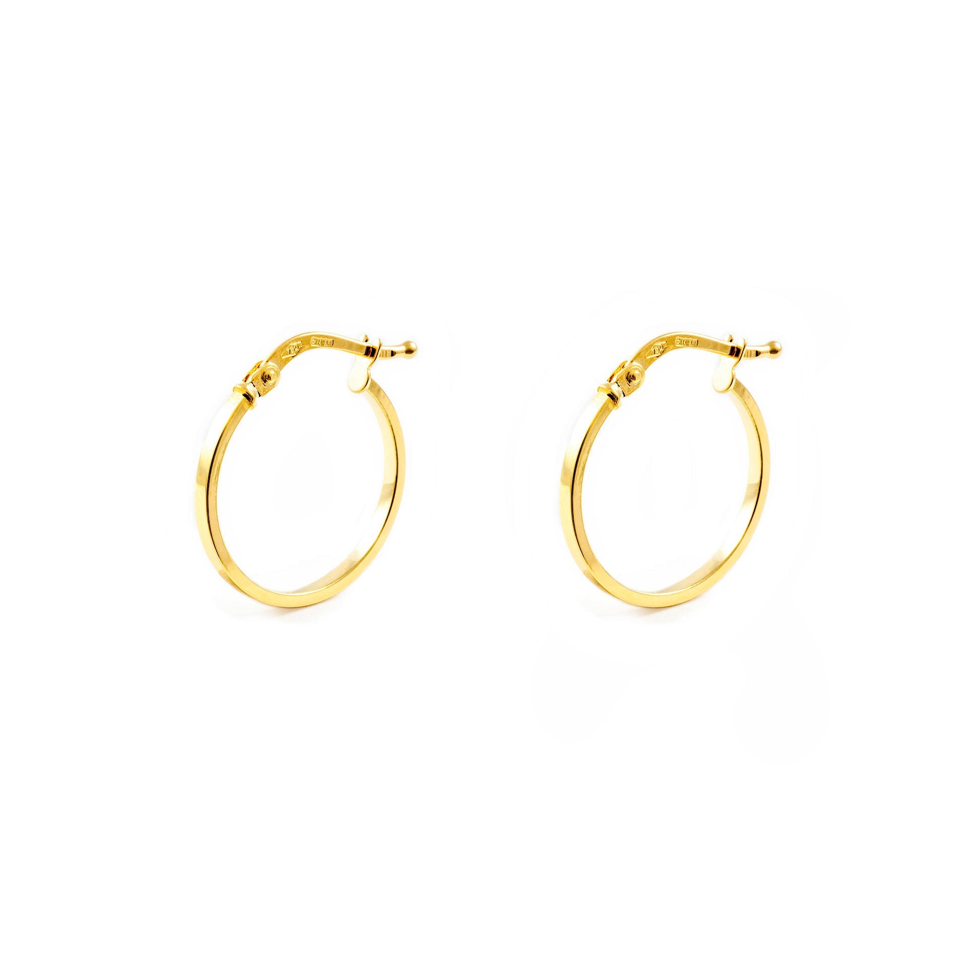 Pendientes Oro Amarillo 18K Aros Cuadrados Brillo 22 x 1,5 mm