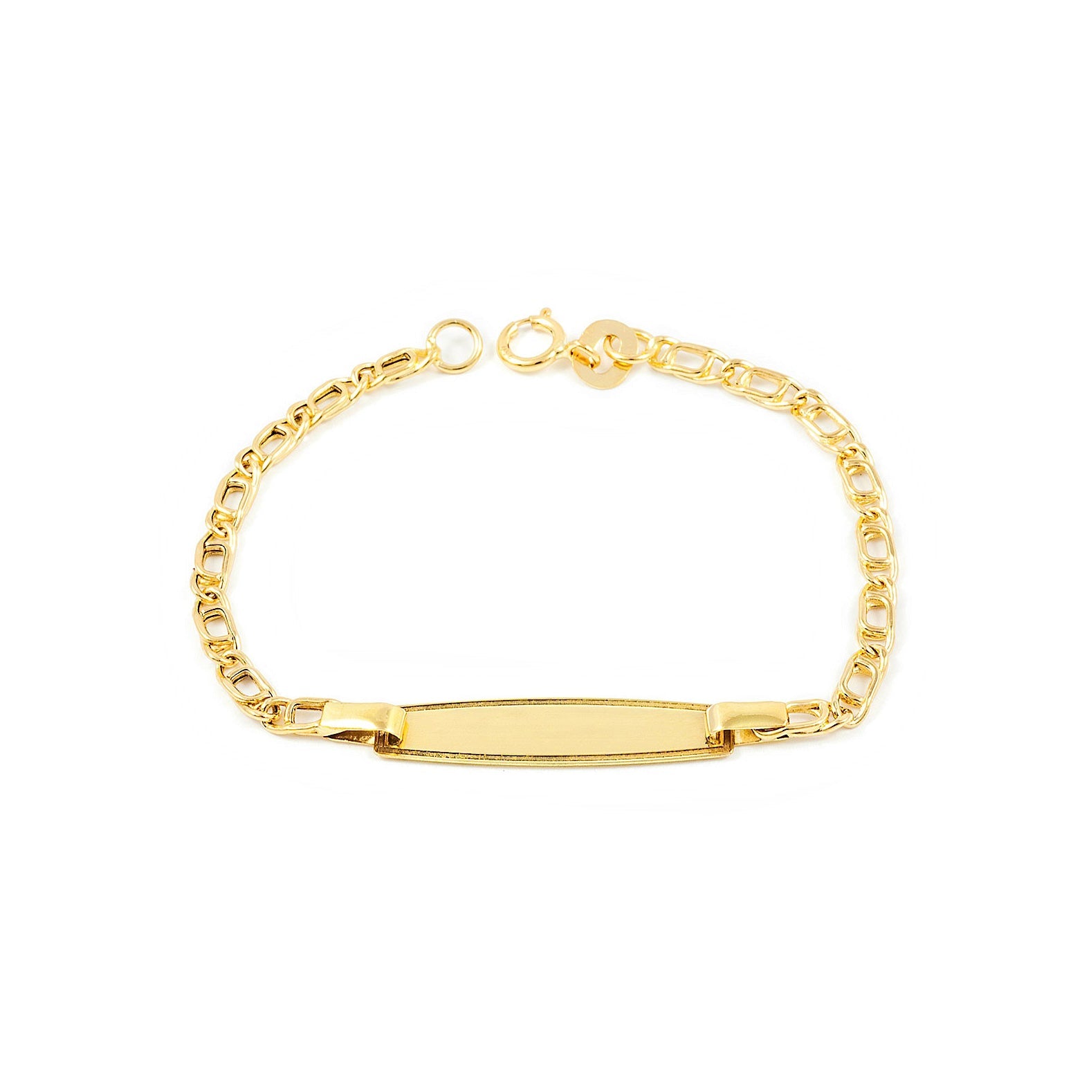 Personalized 18K Yellow Gold Girl's Bracelet Shiny Bezel Slave 13 cm