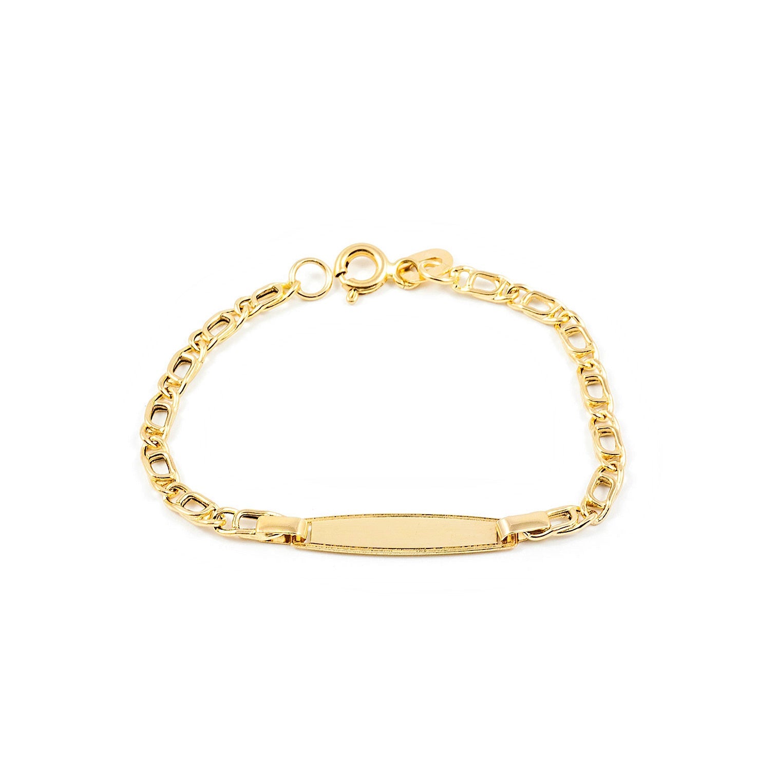 Baby-Girl Bracelet 18K Yellow Gold Personalized Shiny Bezel Slave 12 cm