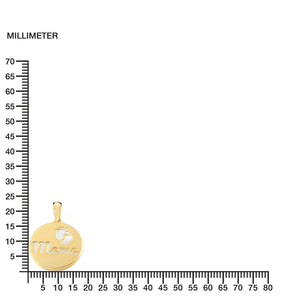 Colgante Oro Redondo Nacar mama y Pies Bebe (9kts)