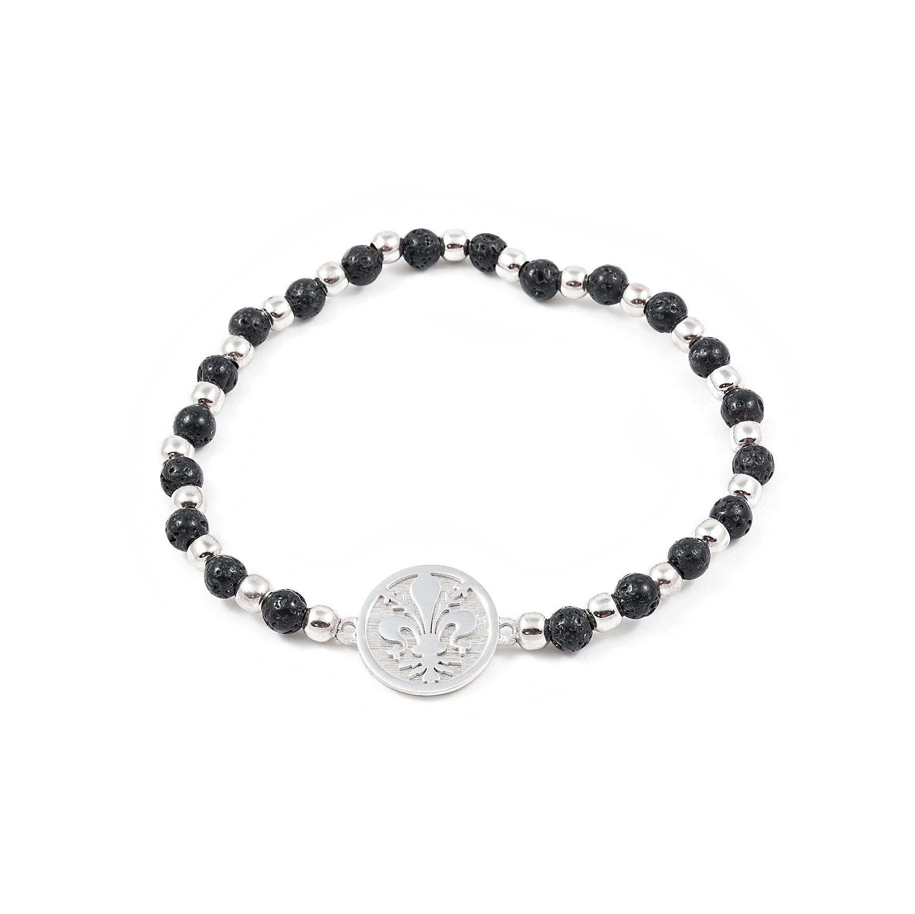 Shiny Fleur de Lis Sterling Silver Bracelet