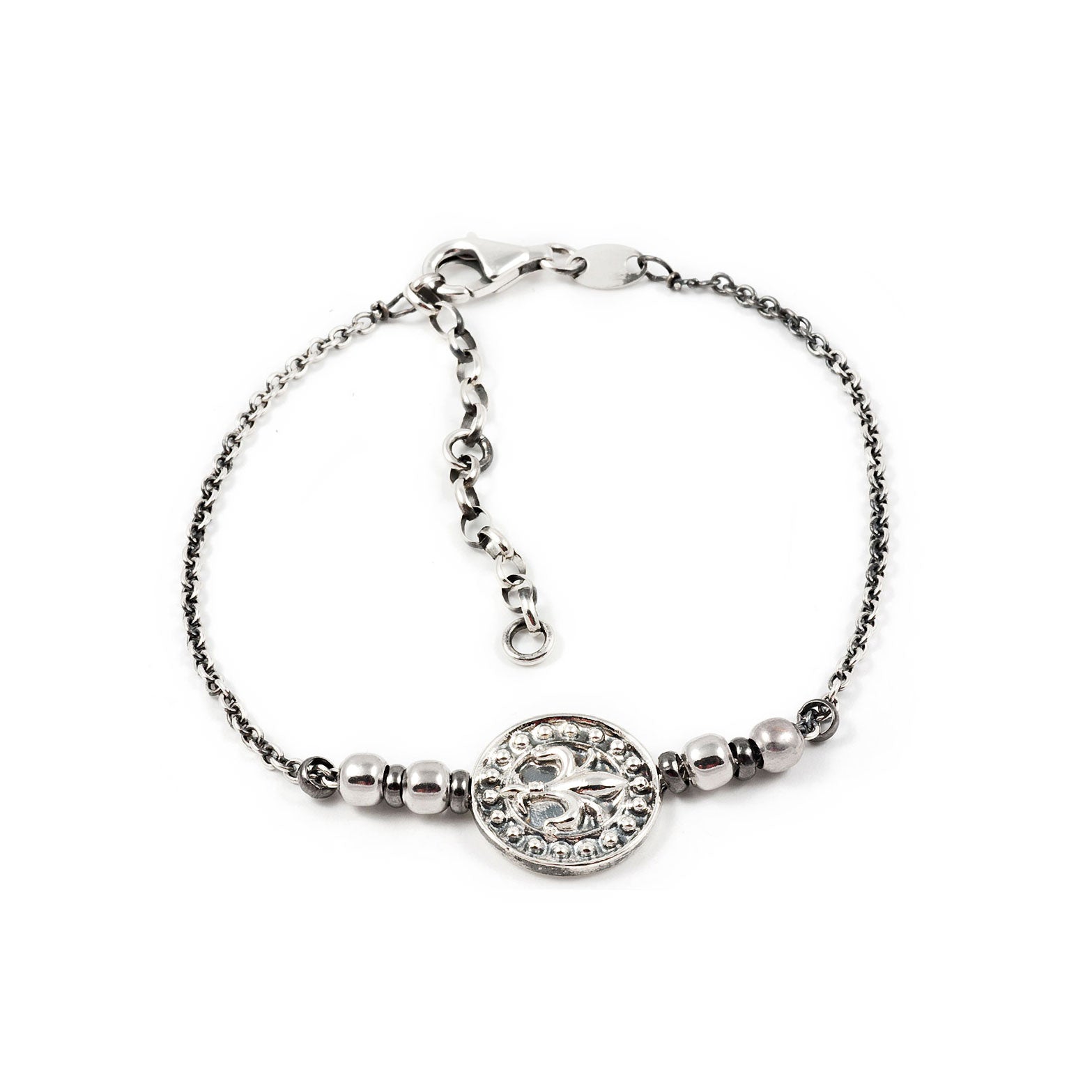 Women's Sterling Silver Shiny Flower Bracelet