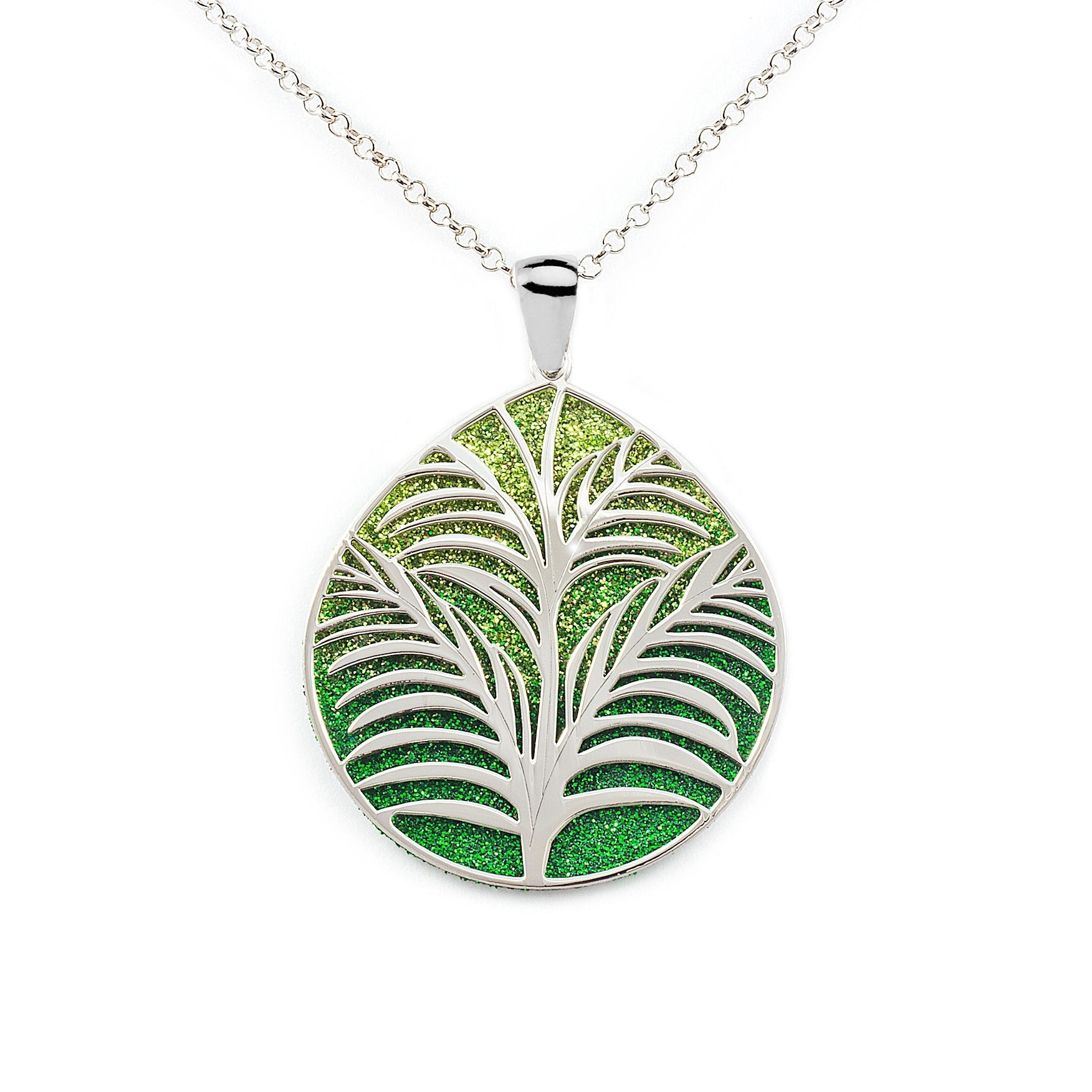 Shine and Texture Leaf Sterling Silver Pendant