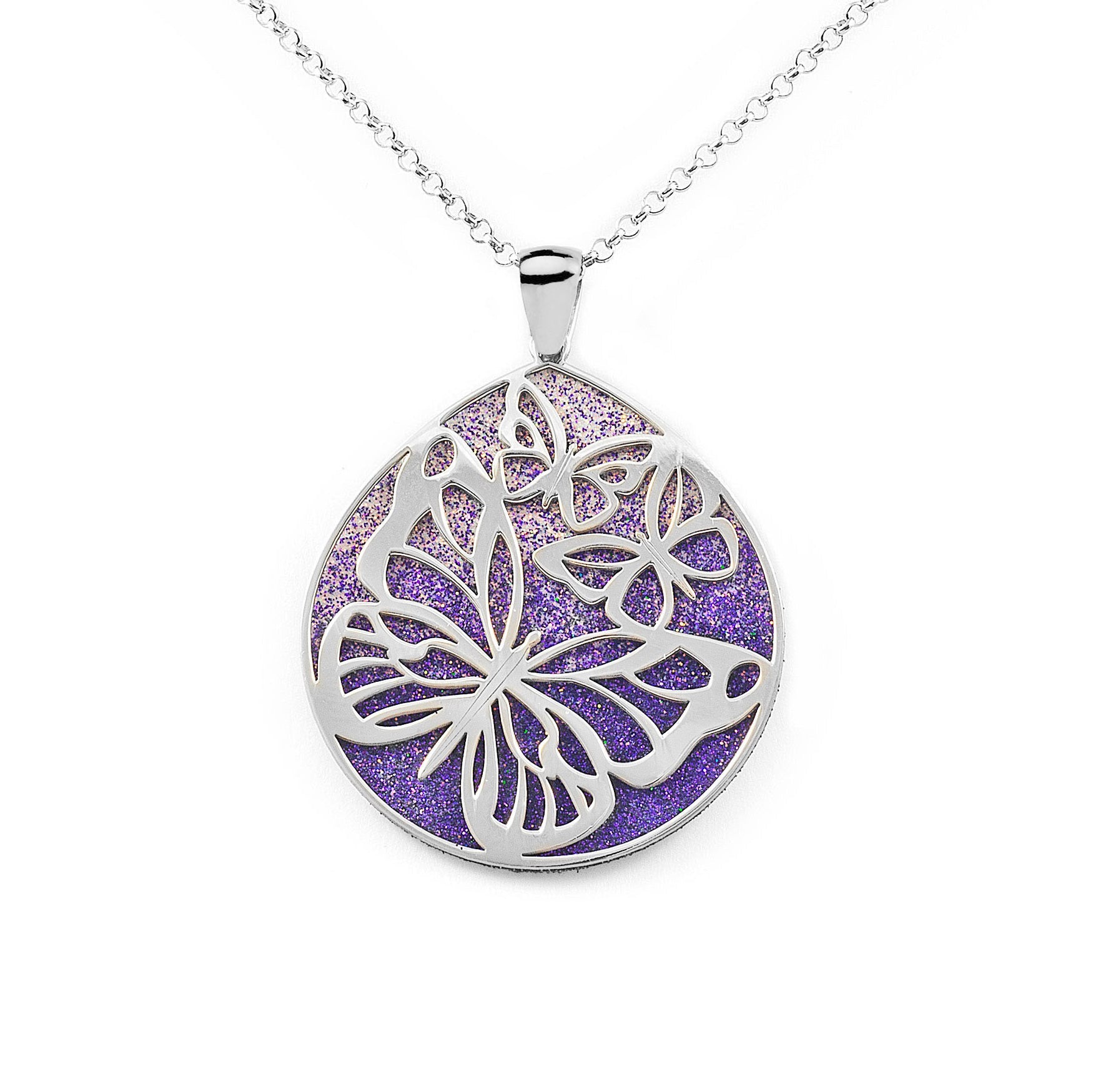 Shiny and Textured Butterfly Sterling Silver Pendant