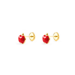 Pendientes Oro Bebe o Niña manzana esmalte rojo (9kts)