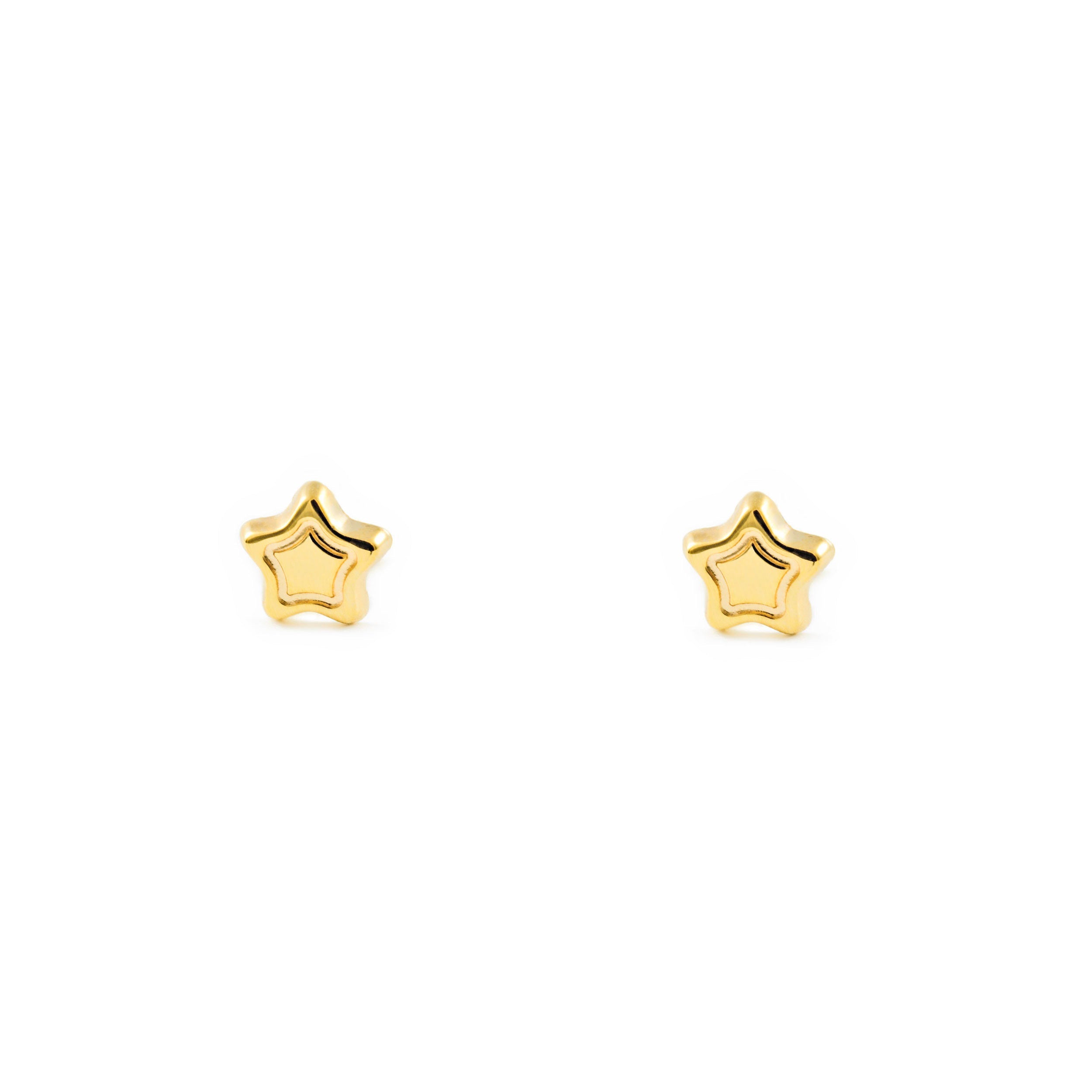 Baby-Girl Earrings 9K Yellow Gold Shiny Star