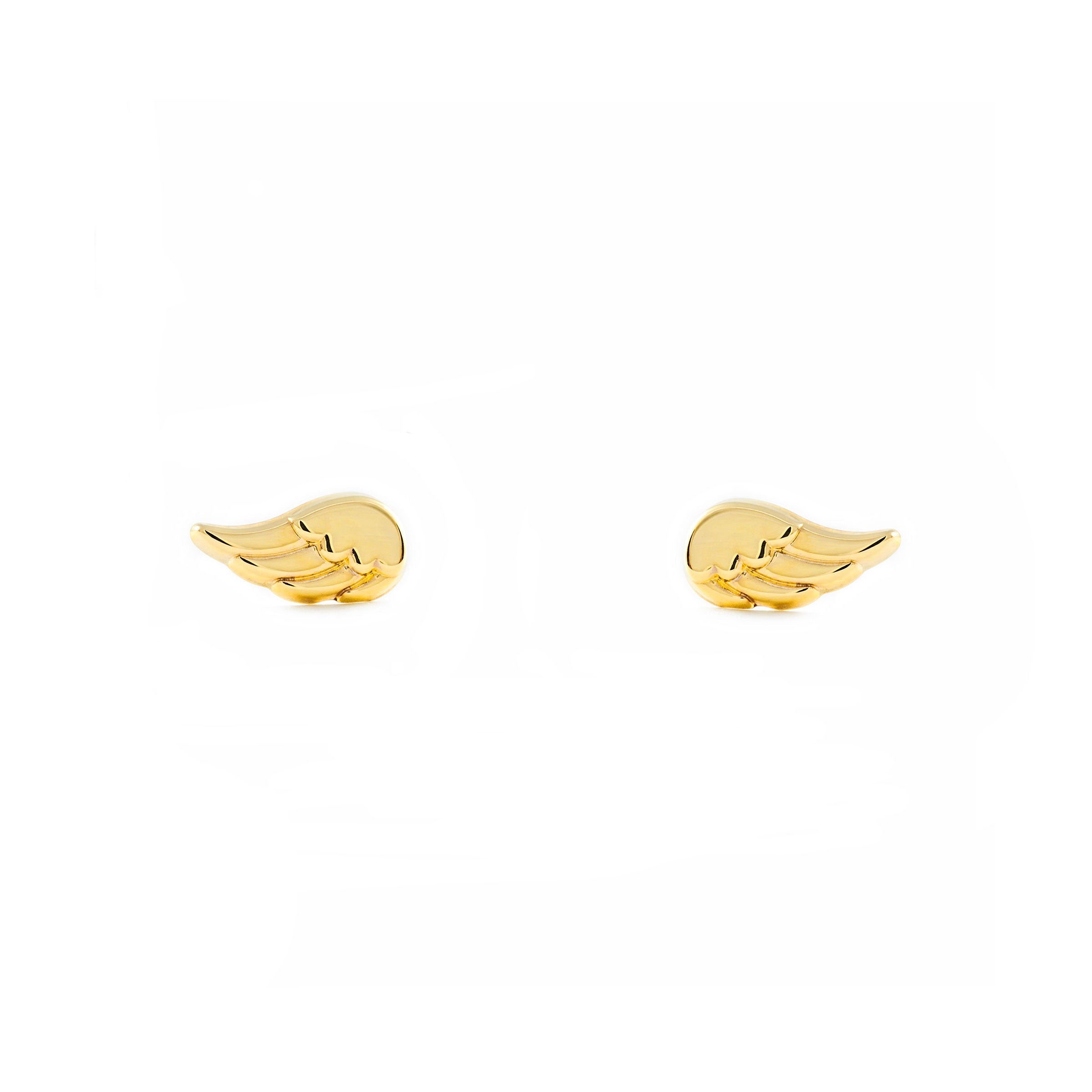 Girl's Earrings 9K Yellow Gold Smooth Shiny Wings