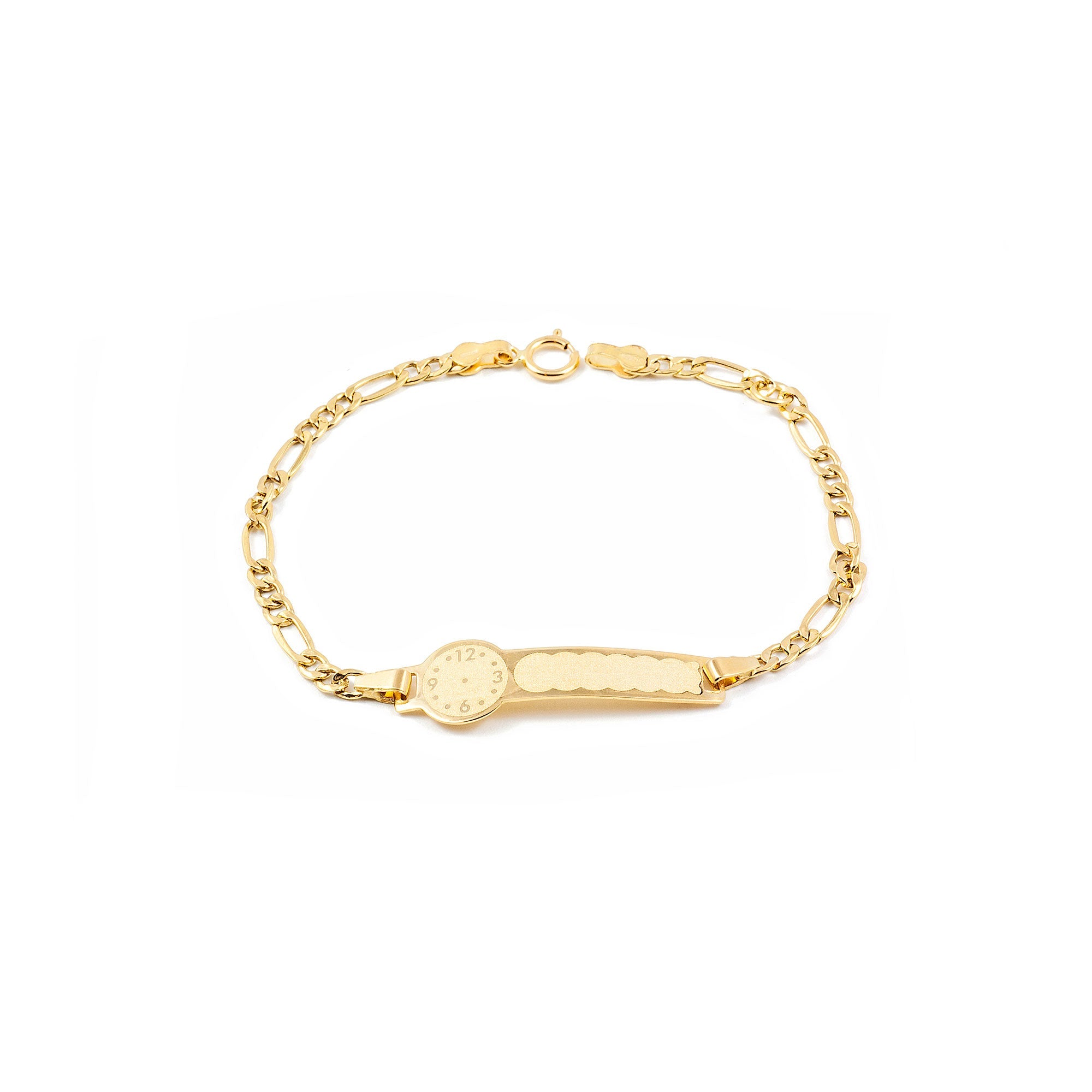 Personalized 18K Yellow Gold Girl's Bracelet Matte and Shiny Watch Slave 14 cm