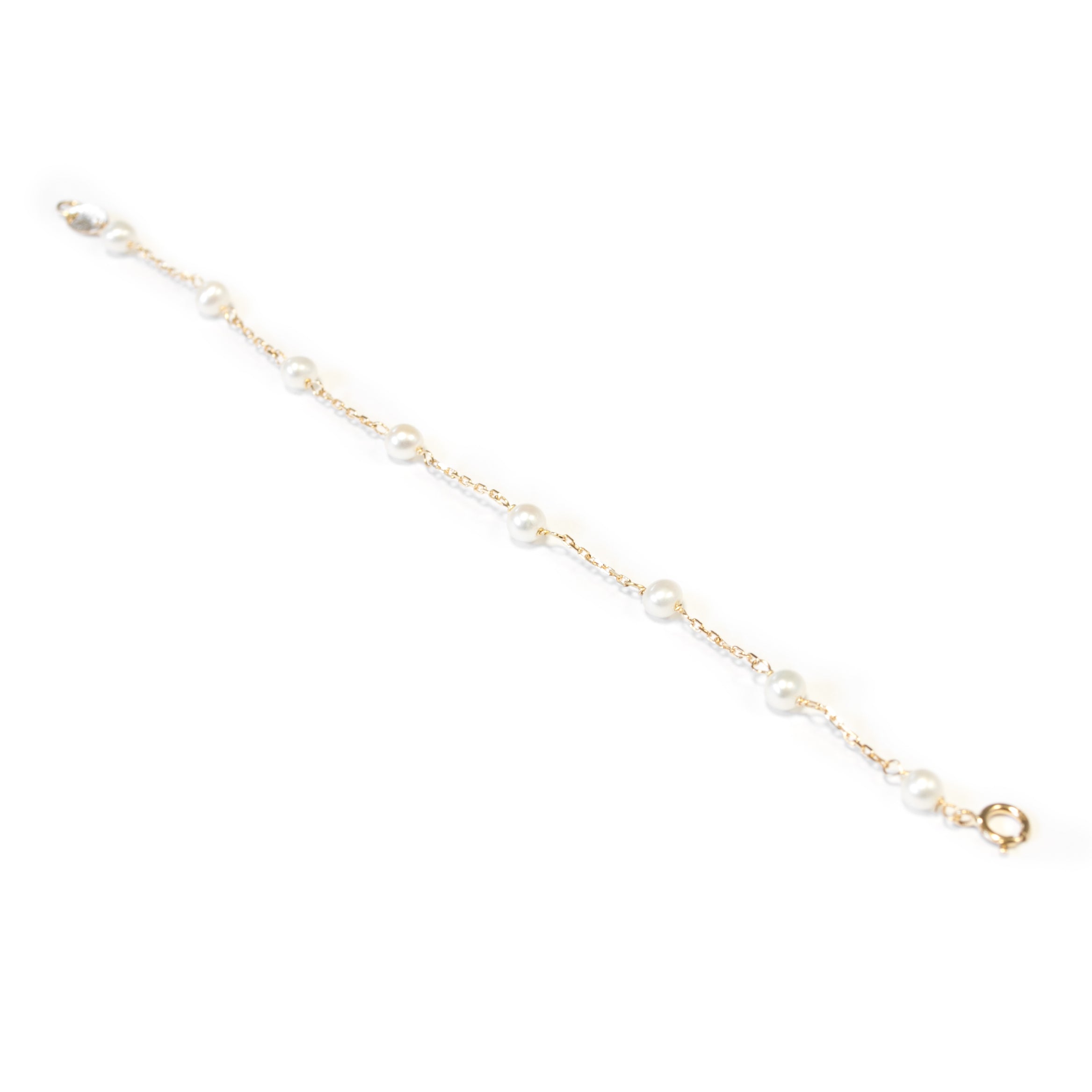 Girl's Bracelet 18K Yellow Gold Round Pearl 4 mm Shine