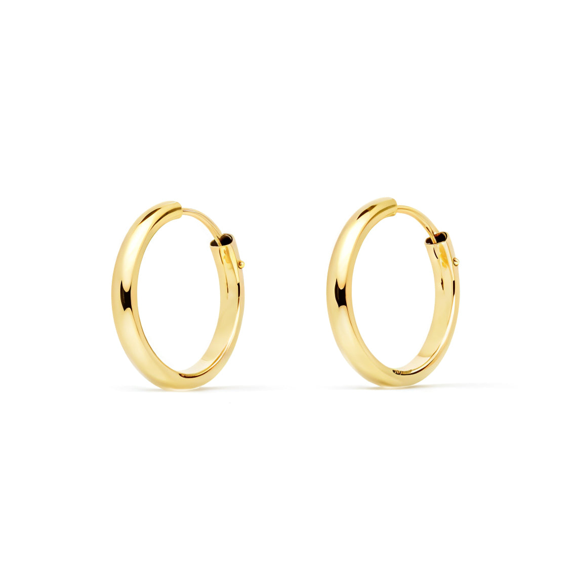 Pendientes Oro Amarillo 9K Aros Media Caña Brillo 12 x 2 mm