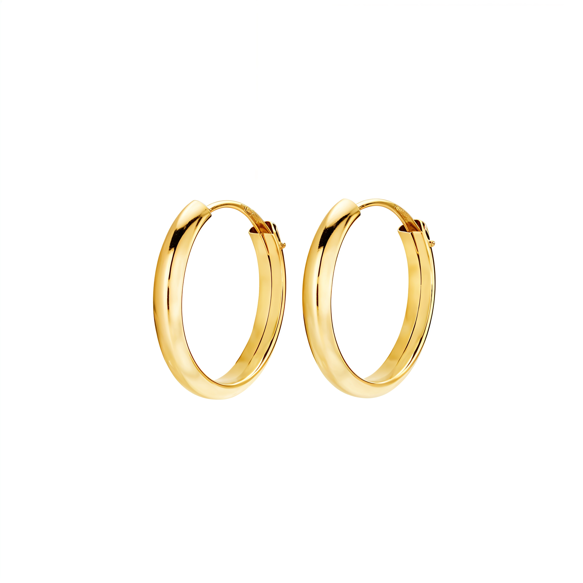 Pendientes Oro Amarillo 9K Aros Media Caña Brillo 14 x 2 mm