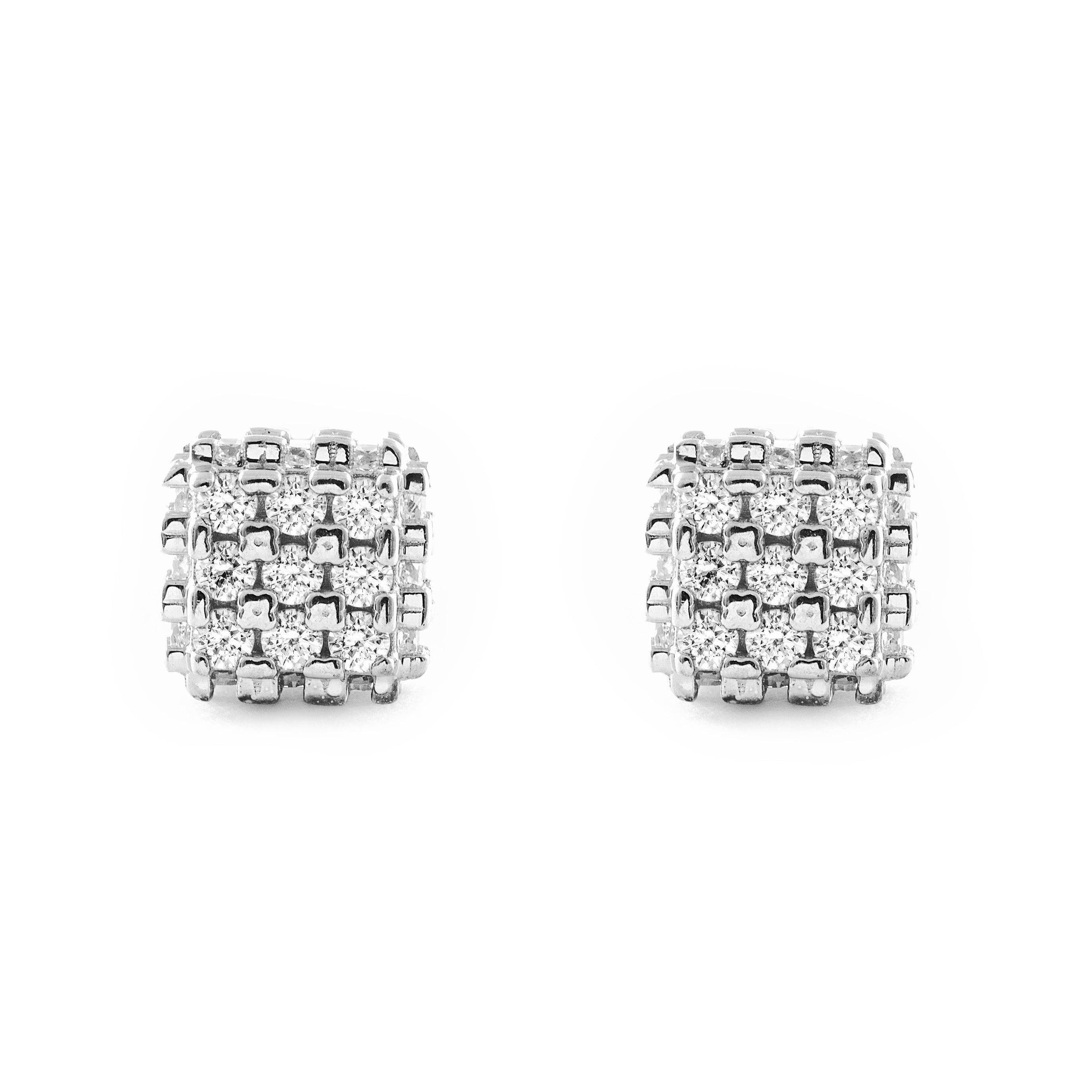 Women's-Girl's Earrings 9K White Gold Shiny Zirconia