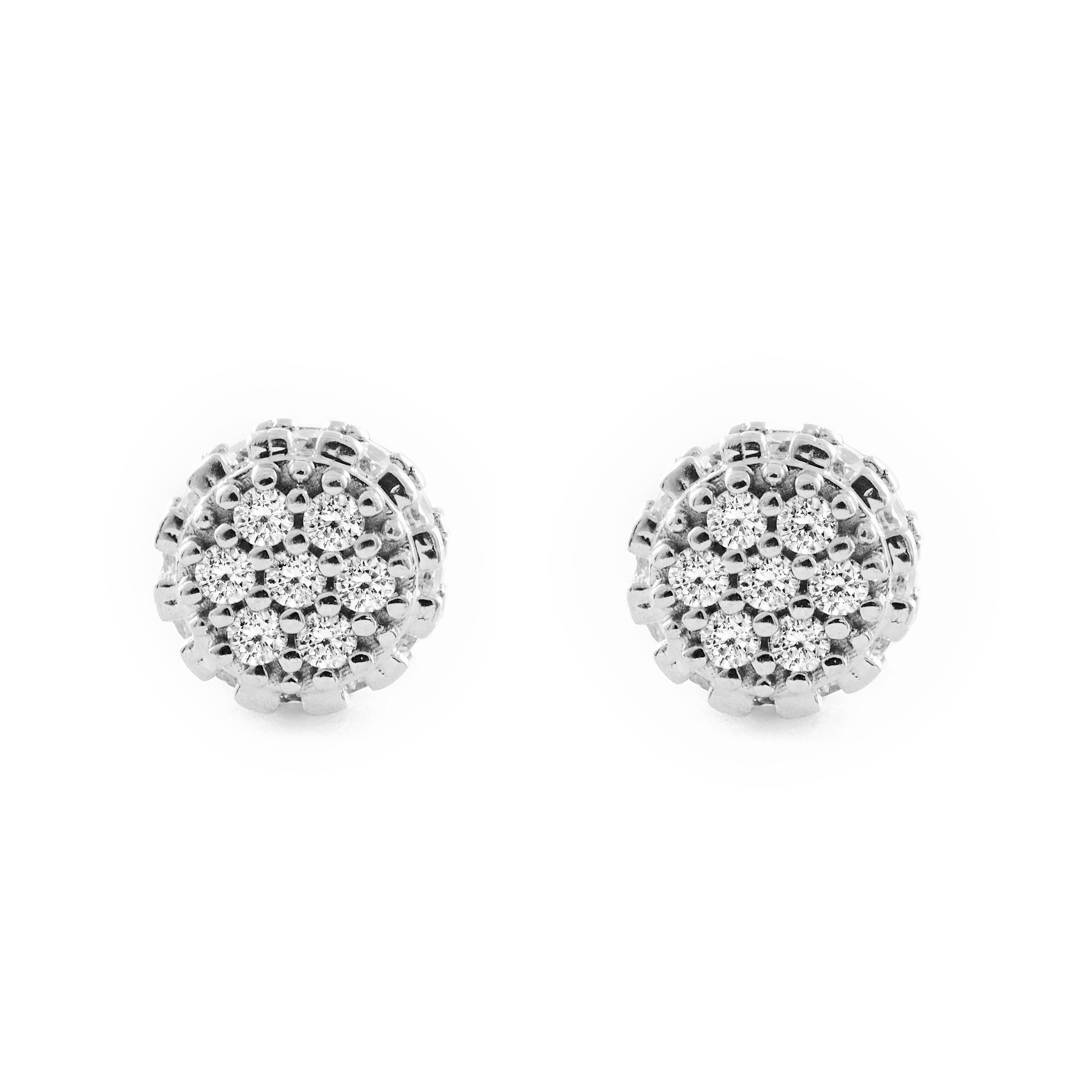 Women's-Girl's Earrings 9K White Gold Shiny Zirconia