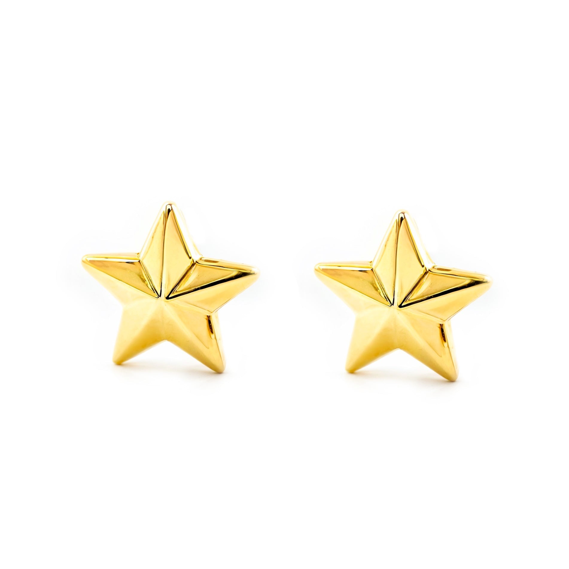 Women's-Girl's Earrings 9K Yellow Gold Shiny Star