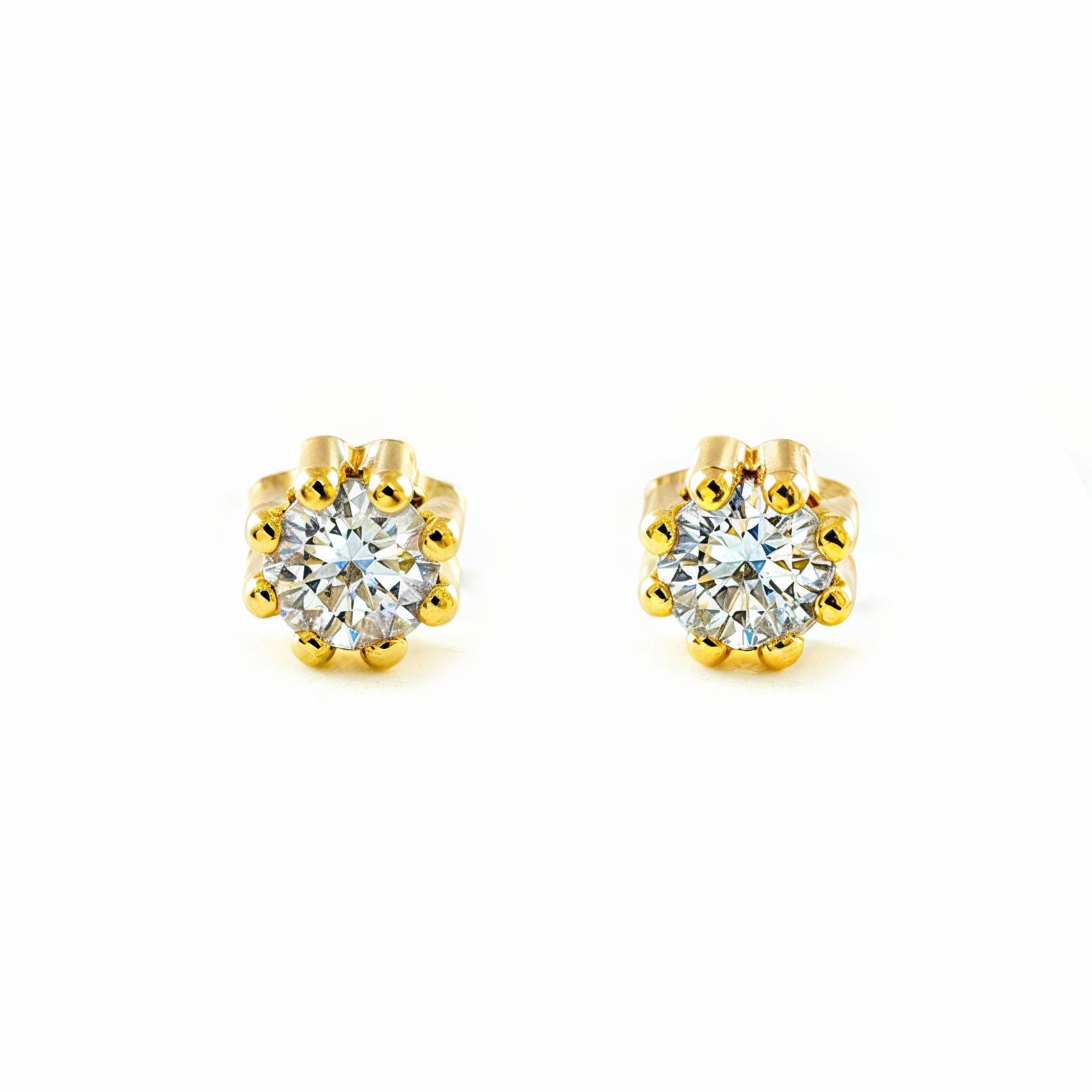 Pendientes Bebe-Niña Oro Amarillo 9K Redondo Circonita Brillo