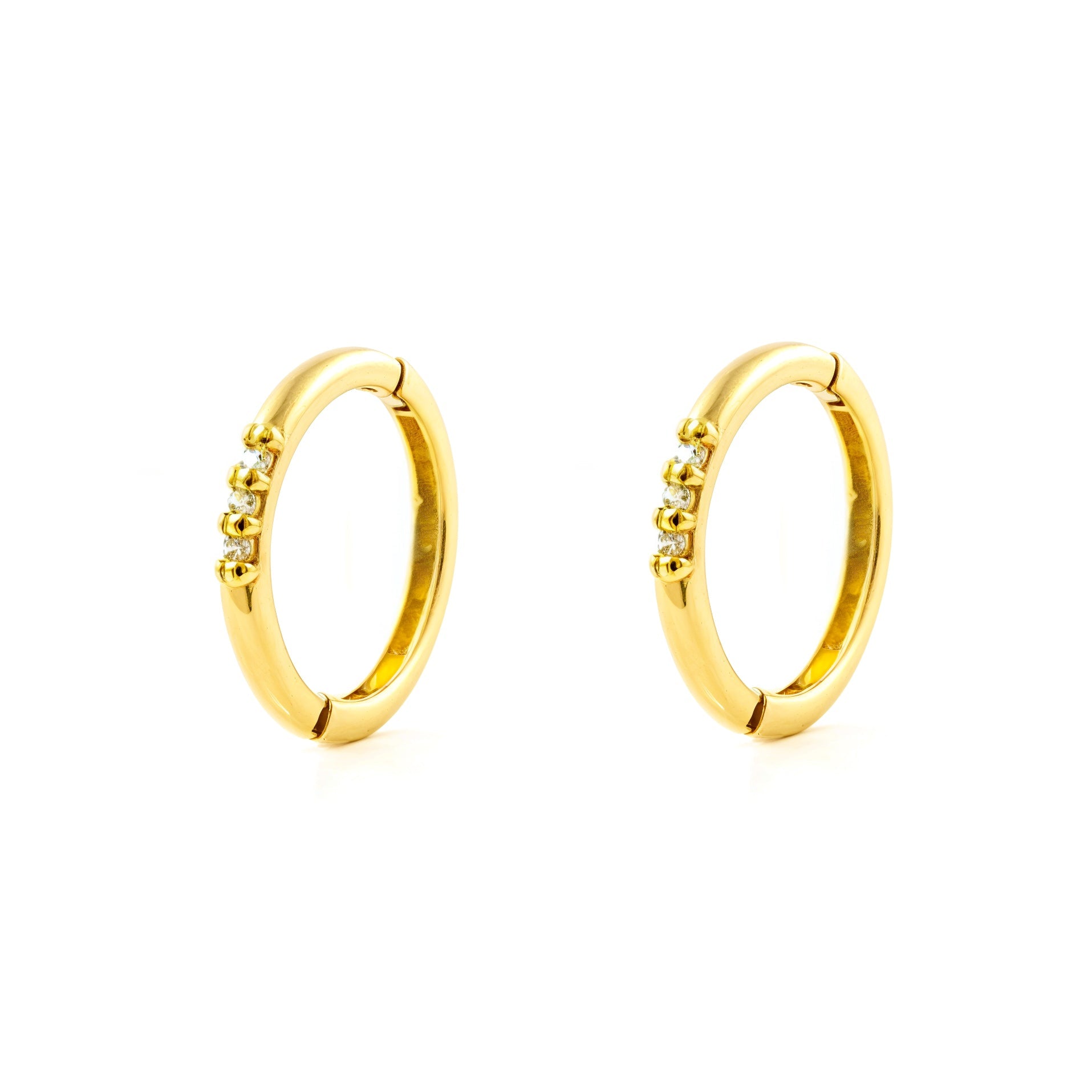 Pendientes Oro Amarillo 9K Aros Redondo Circonita Brillo 10 x 1,15 mm