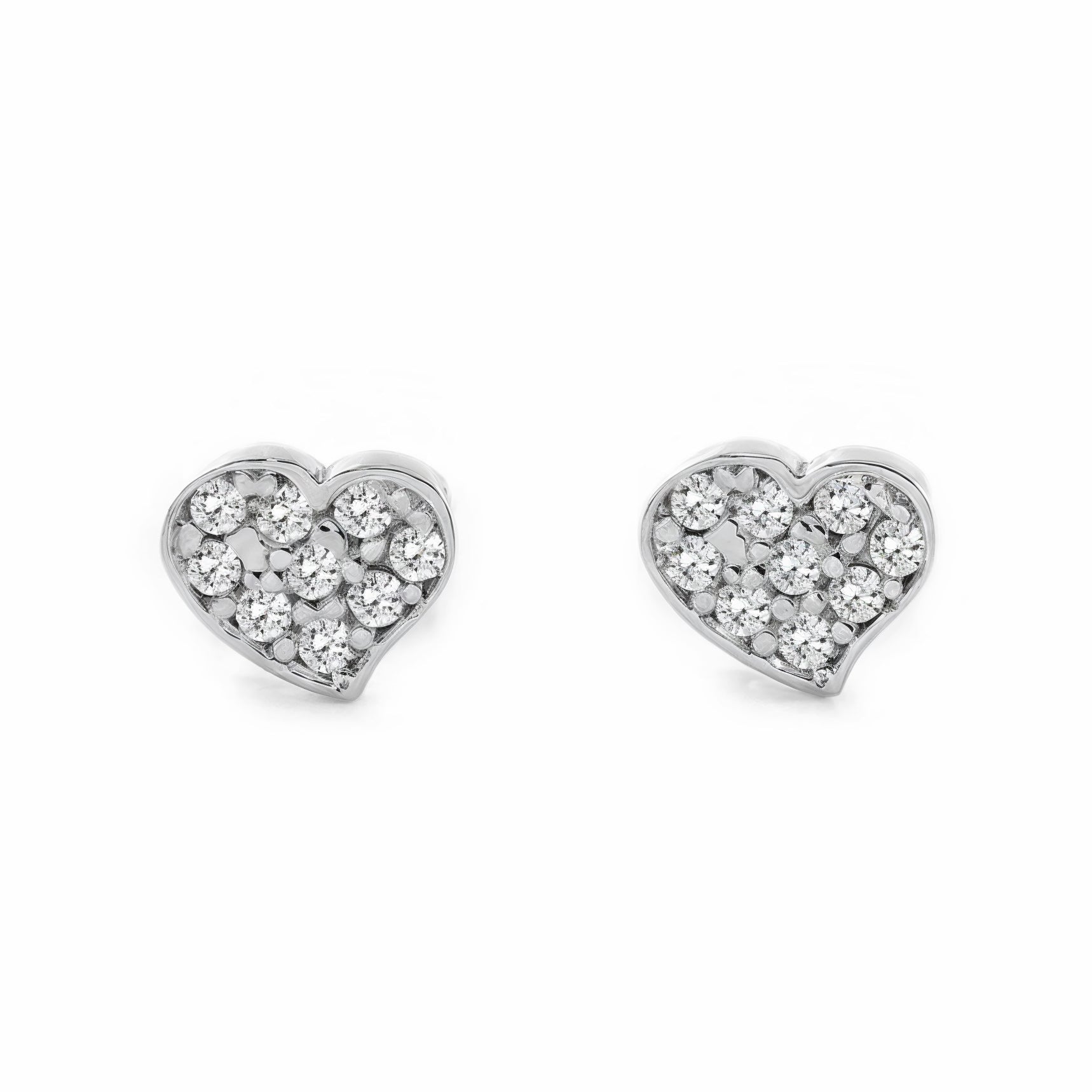 Pendientes Mujer-Niña Oro Blanco 9K Corazón Circonita Brillo