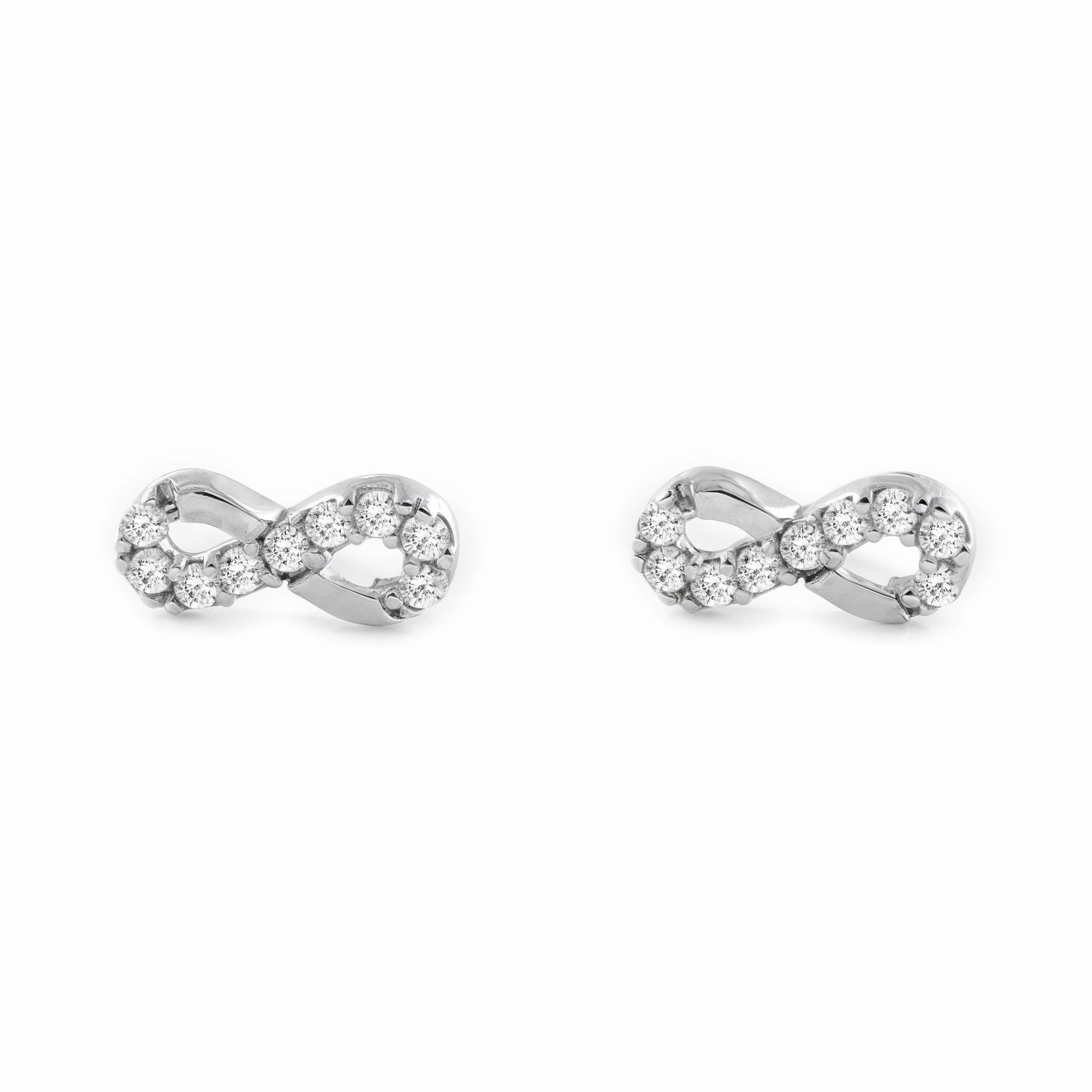 Pendientes Mujer-Niña Oro Blanco 9K Infinito Circonita Brillo