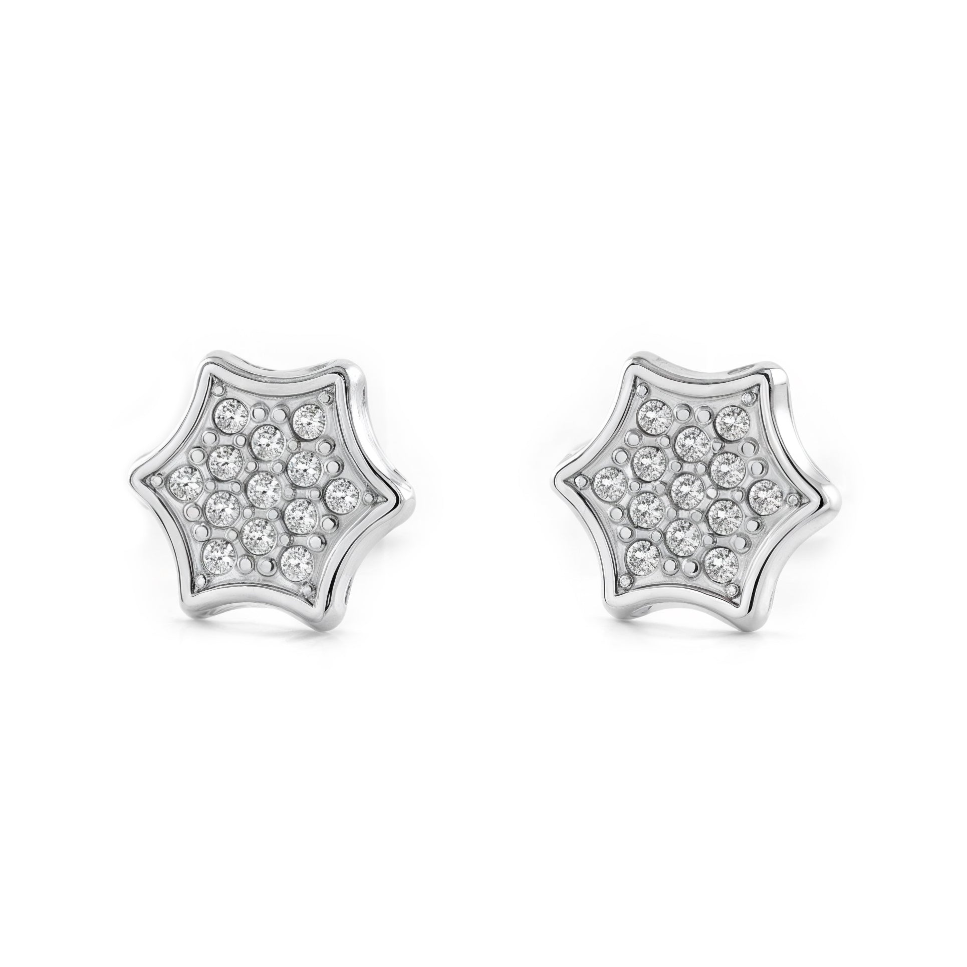 Pendientes Mujer-Niña Oro Blanco 9K Estrella Circonita Brillo