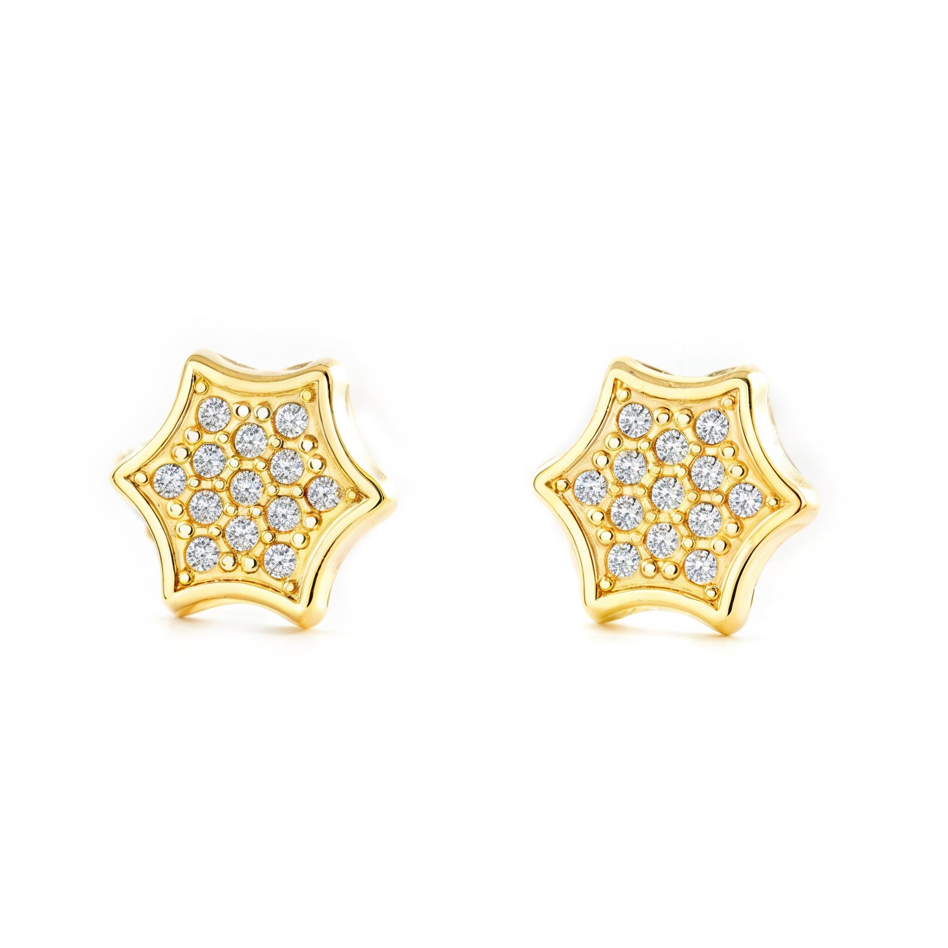 Pendientes Mujer-Niña Oro Amarillo 9K Estrella Circonita Brillo