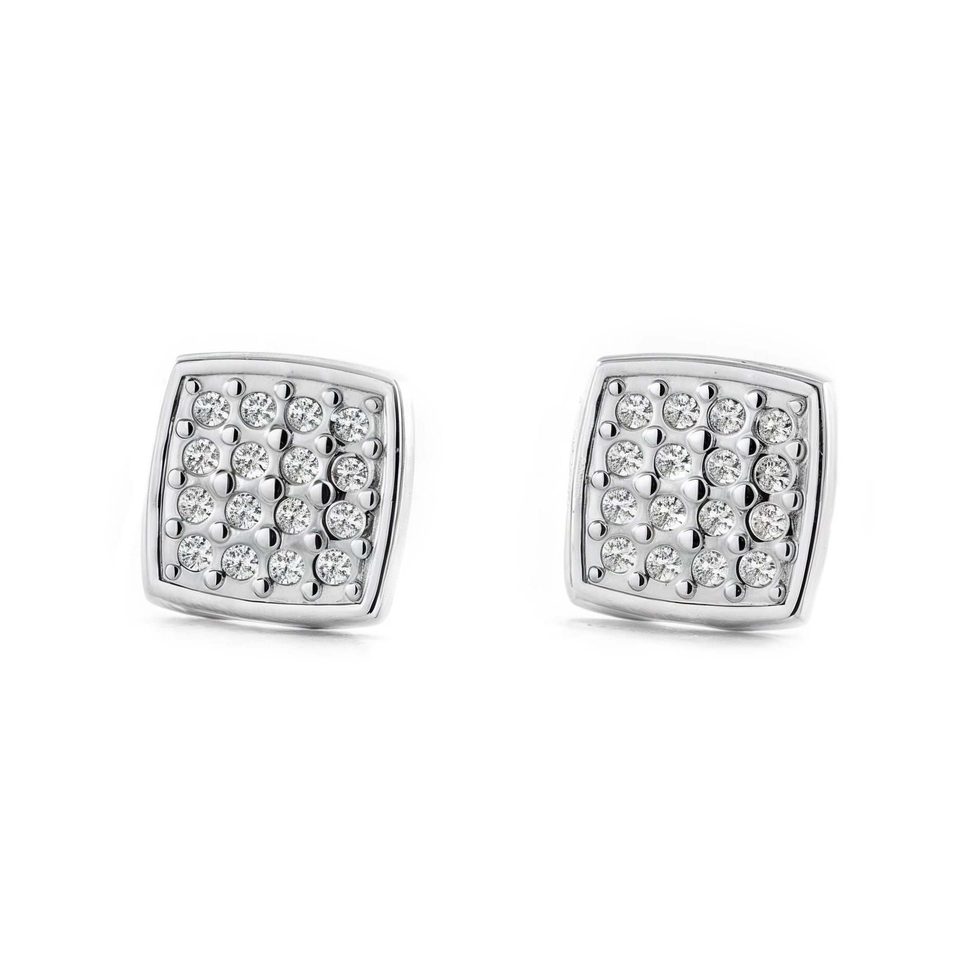Pendientes Mujer-Niña Oro Blanco 9K Cuadrado Circonita Brillo